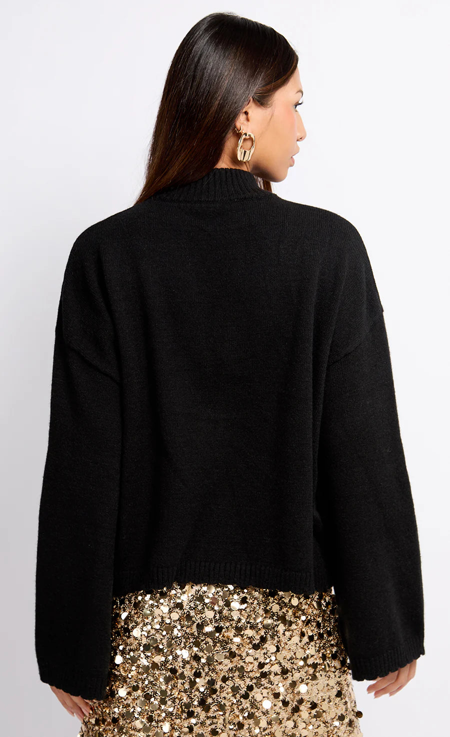 Bianca Keyhole Jumper Sweater - Women's Black Knit Pullover for Casual Wear & Date Nights