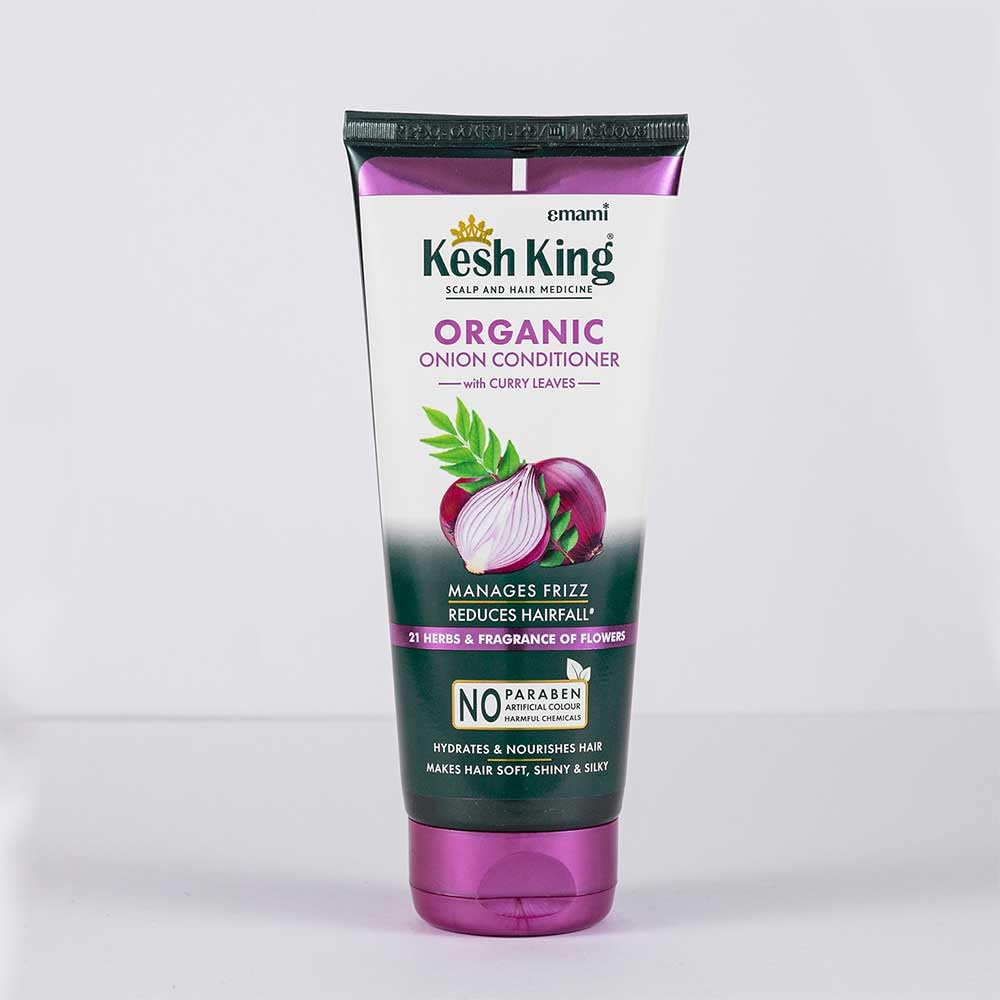 Organic Kesh King Onion & Curry Leaves Hair Conditioner - Reduces Hair Fall, Frizzy Hair Treatment for Dry & Damaged Hair - Deep Nourishing & Hydrating Formula (200ml) - Perfect for Daily Hair Care & Salon-Quality Results at Home