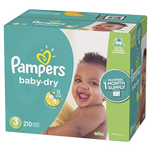 Pampers Baby Dry Disposable Diapers Size 3 - 210 Count (1 Month Supply) with Complete Clean Scented Baby Wipes - 1152 Count | Ultra Absorbent for Overnight Protection, Gentle on Skin | Perfect for Newborns, Infants & Toddlers at Home, Travel & Daycare