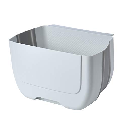 ZYM 6L White Folding Hanging Trash Can - Wall Mounted Kitchen Cabinet Door Storage Bin for Home, Car & Office Use