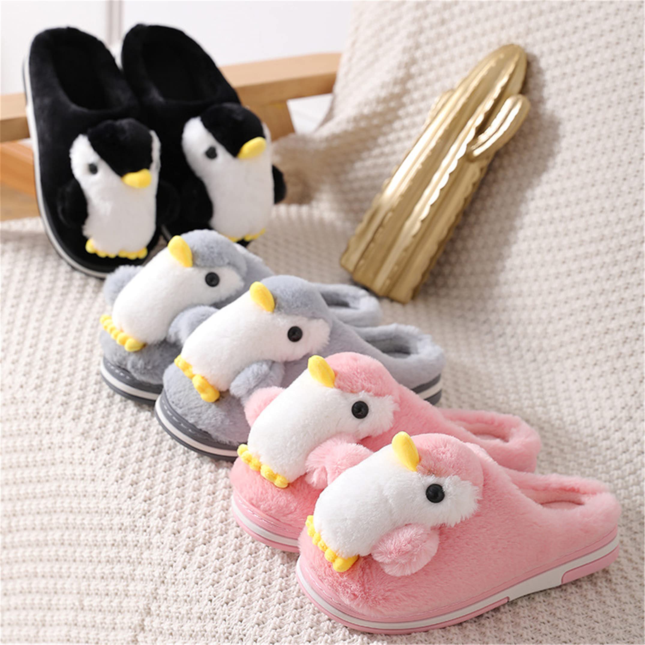 YILANLAN Women's Plush Winter Slippers - Cozy Animal Penguin House Shoes for Indoor Comfort, Warm Fuzzy Home Footwear for Relaxing & Lounging