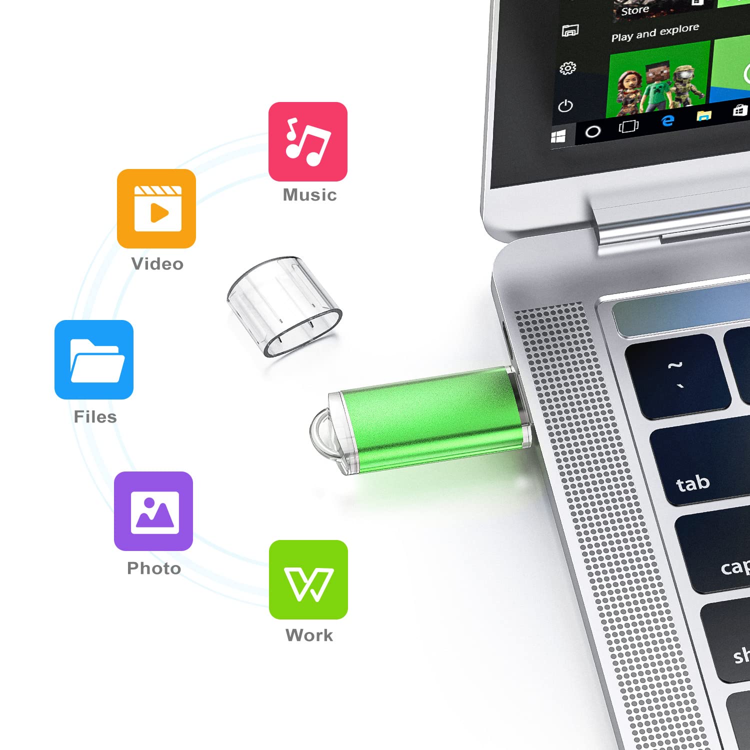 16GB USB Flash Drive 10-Pack - Multicolor USB 2.0 Thumb Drives for School, Office & Data Storage