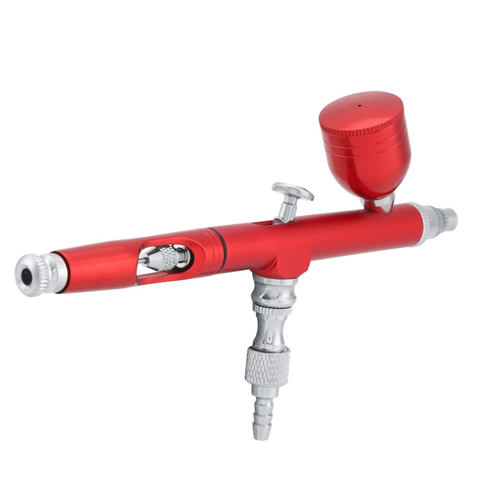 Professional Airbrush Kit - 0.3mm Nozzle Paint Spray Gun with Mini Air Compressor & Cup for DIY, Crafts, Automotive, and Home Improvement Projects (Red)