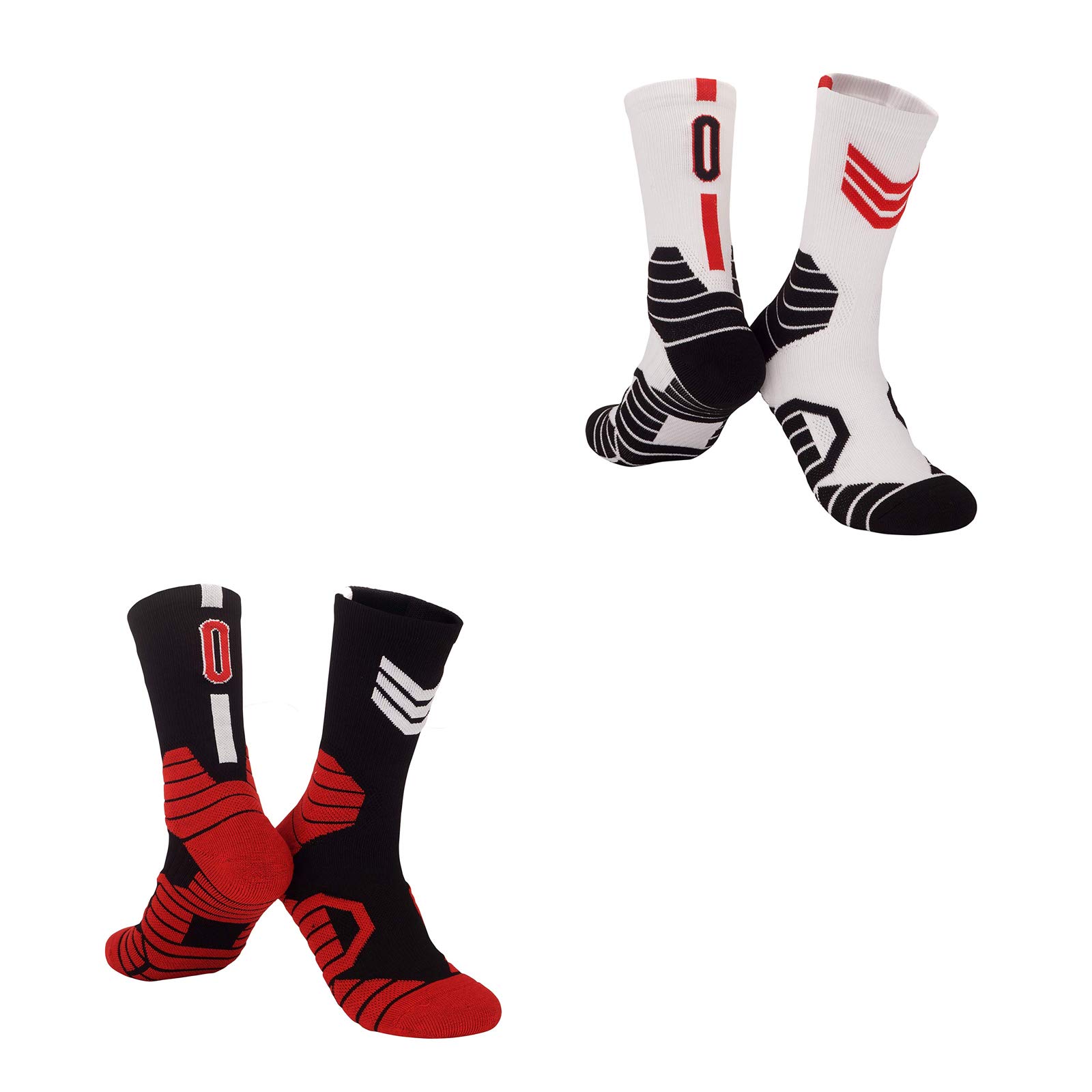 INAGWE 2 Pairs Basketball Socks for Men Women & Kids - Moisture Wicking Athletic Crew Socks - Perfect for Basketball, Running, Gym & Sports Gifts