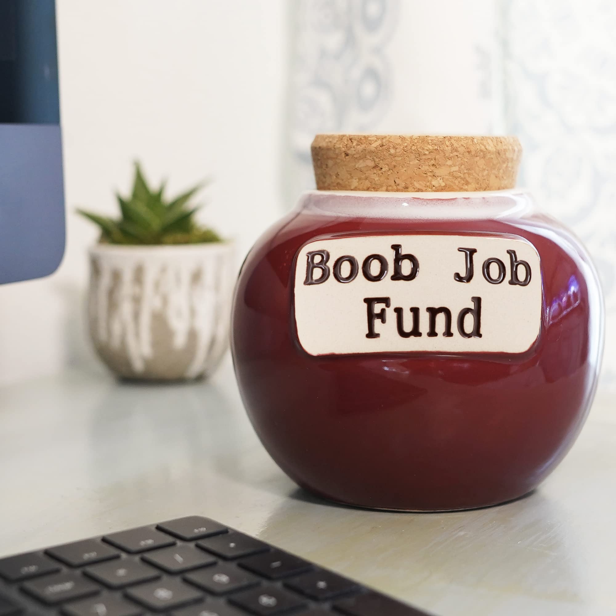 Funny Piggy Bank for Women - Unique Adult Novelty Candy Jar - Perfect Friend Gift & Mastectomy Recovery Present - Great for Home Decor, Office Desk & Gift Giving Occasions