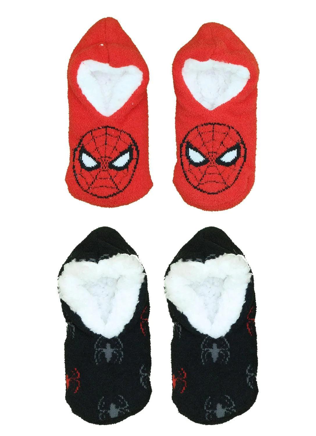 Spider-Man Slipper Socks for Boys - 2 Pack Non-Slip Cozy House Slippers - Perfect for Indoor Play, Cosplay & Superhero Themed Birthday Gifts