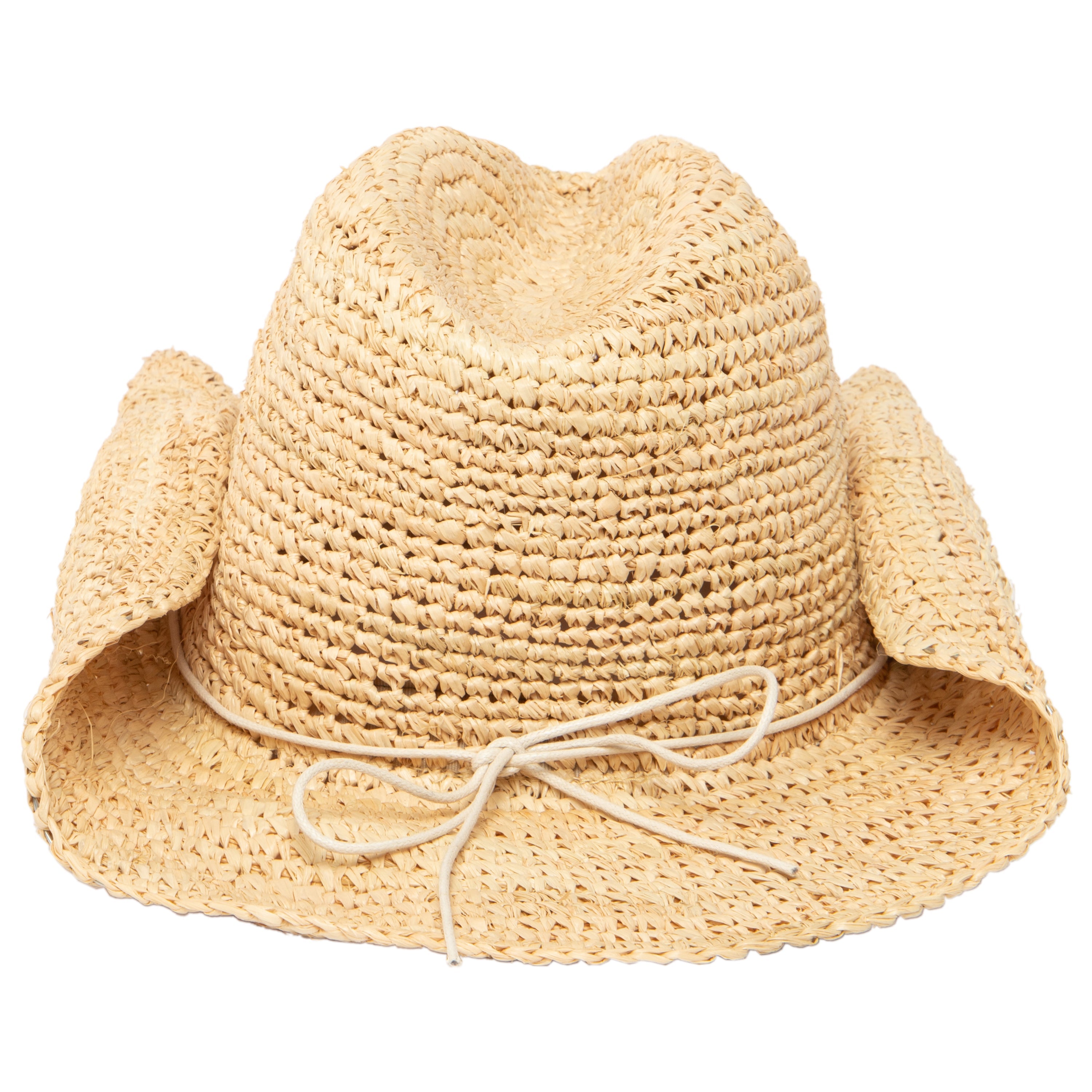 Stylish Women's Crocheted Raffia Cowboy Hat with Elegant Stone Trim - Perfect for Beach Vacations, Summer Outings & Country Music Festivals