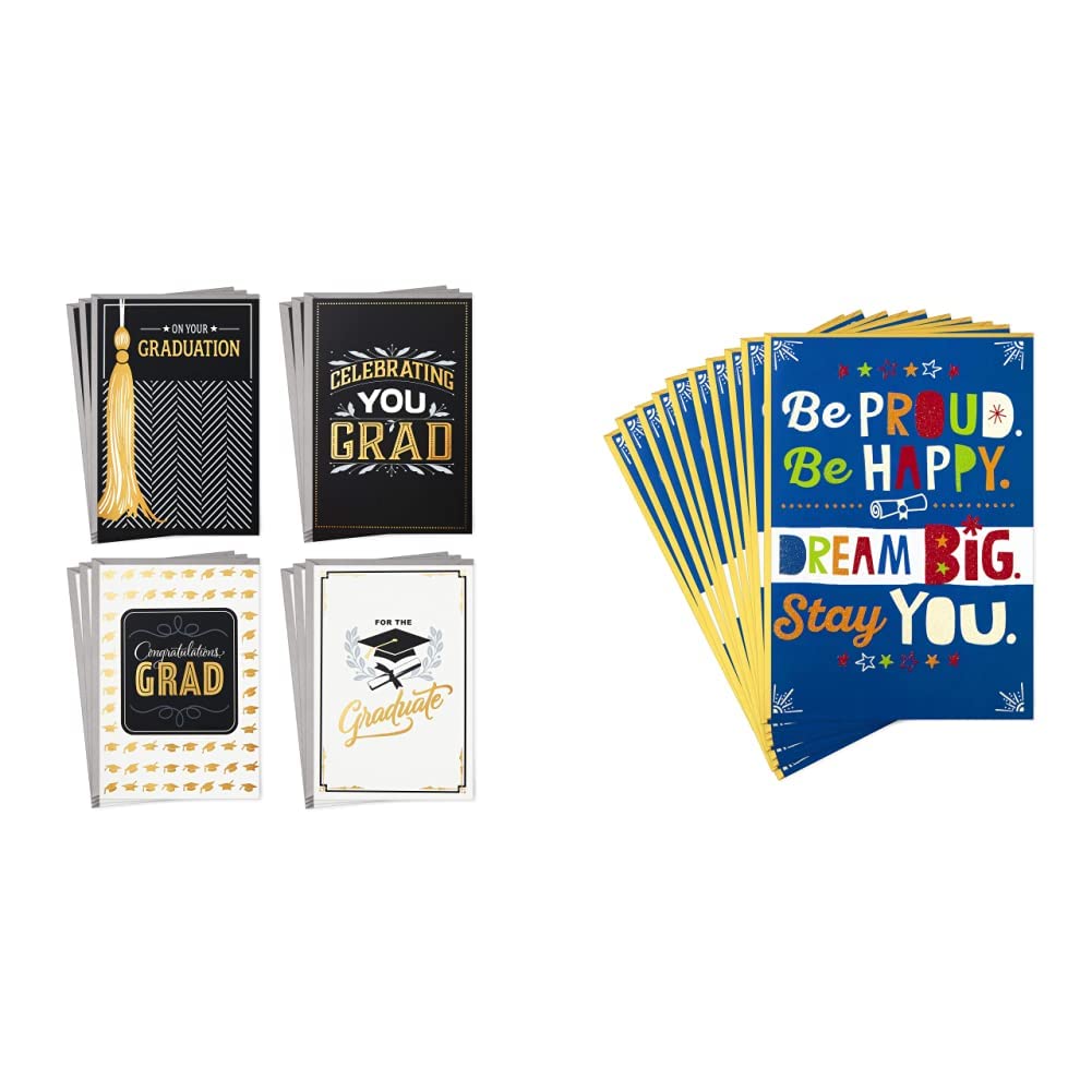 Hallmark Graduation Greeting Cards Assortment - 12 Cards & Envelopes (4 Designs) + Pack of 10 Dream Big Graduation Cards - Perfect for High School & College Graduation Parties, Commencement Gifts & Celebrations