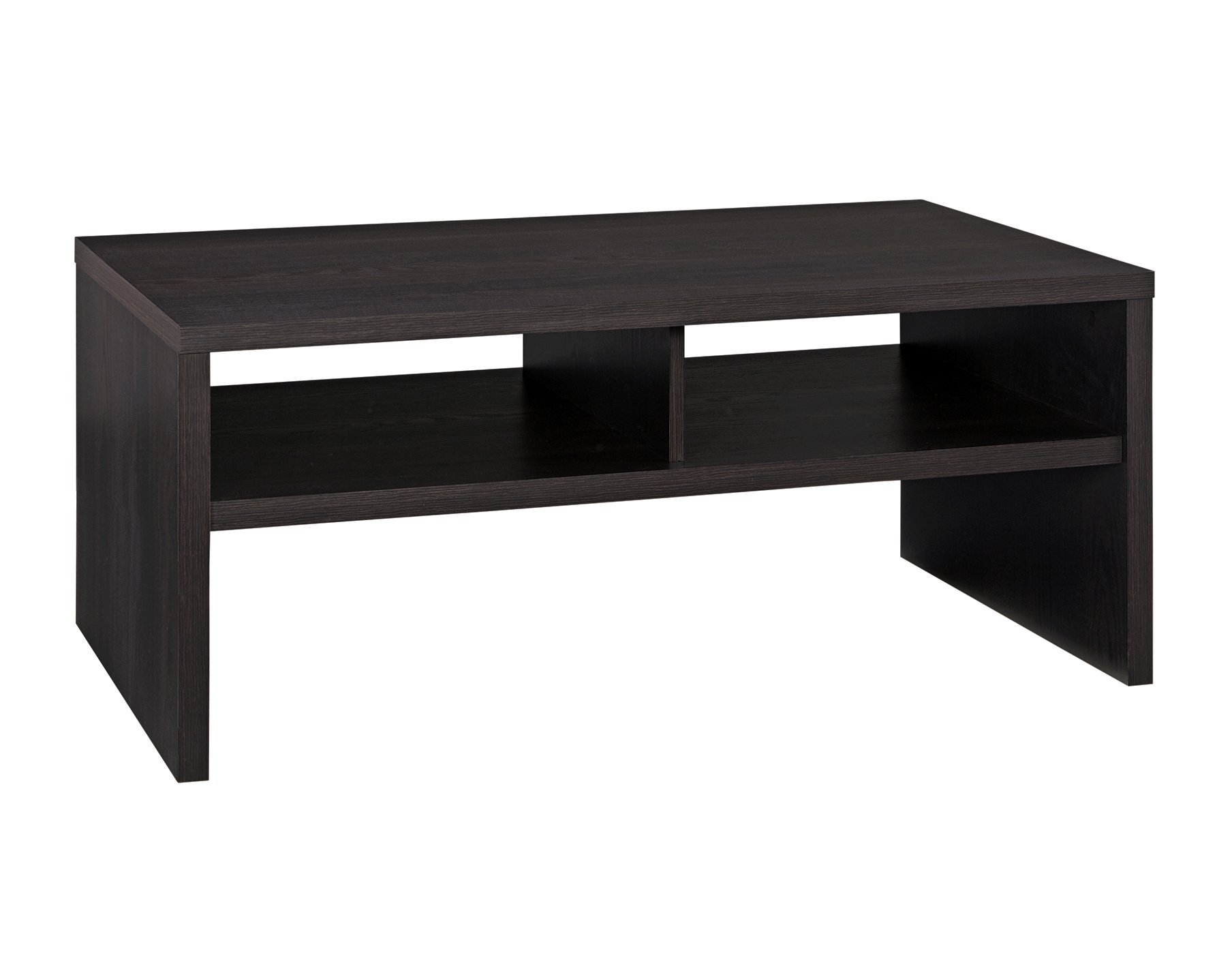 ClosetMaid 1664 Black Walnut Storage Coffee Table with 2 Shelves - Modern Rectangular Living Room Furniture for Small Spaces, Home Office & Apartment Decor
