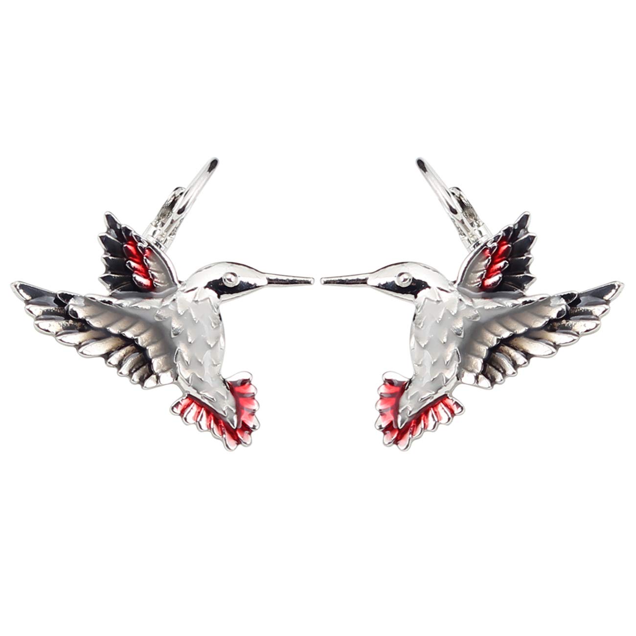 DUOWEI Zinc Alloy Enamel Hummingbird Earrings - French Clip Dangle Drop Jewelry for Women & Teens | Cute Bird Charms Gift for Girls | Perfect for Parties, Weddings & Everyday Wear