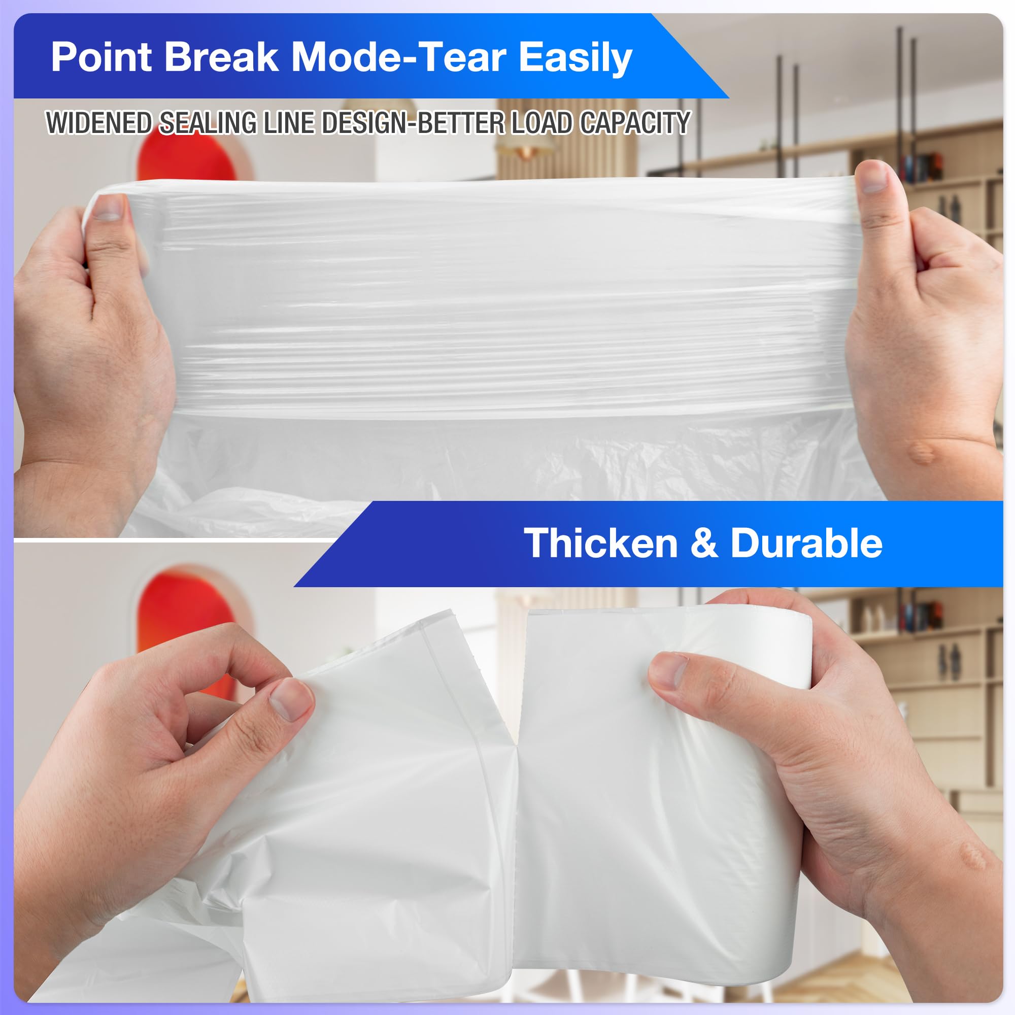 Charmount 8 Gallon Trash Bags - 110 Count Medium Garbage Can Liners for Bathroom, Kitchen & Office | Clear Unscented Trash Bags | Perfect for Small Bins, Wastebaskets & Home Use