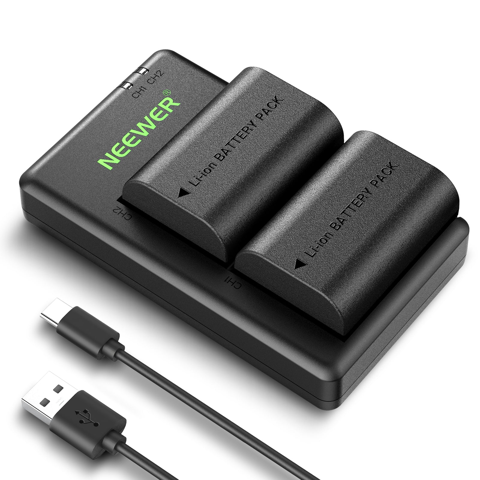 NEEWER 2 Pack 2400mAh LP-E6P/LP-E6NH Replacement Batteries with USB Dual Charger for Canon DSLR Cameras - Perfect for Travel Photography & Professional Shooting