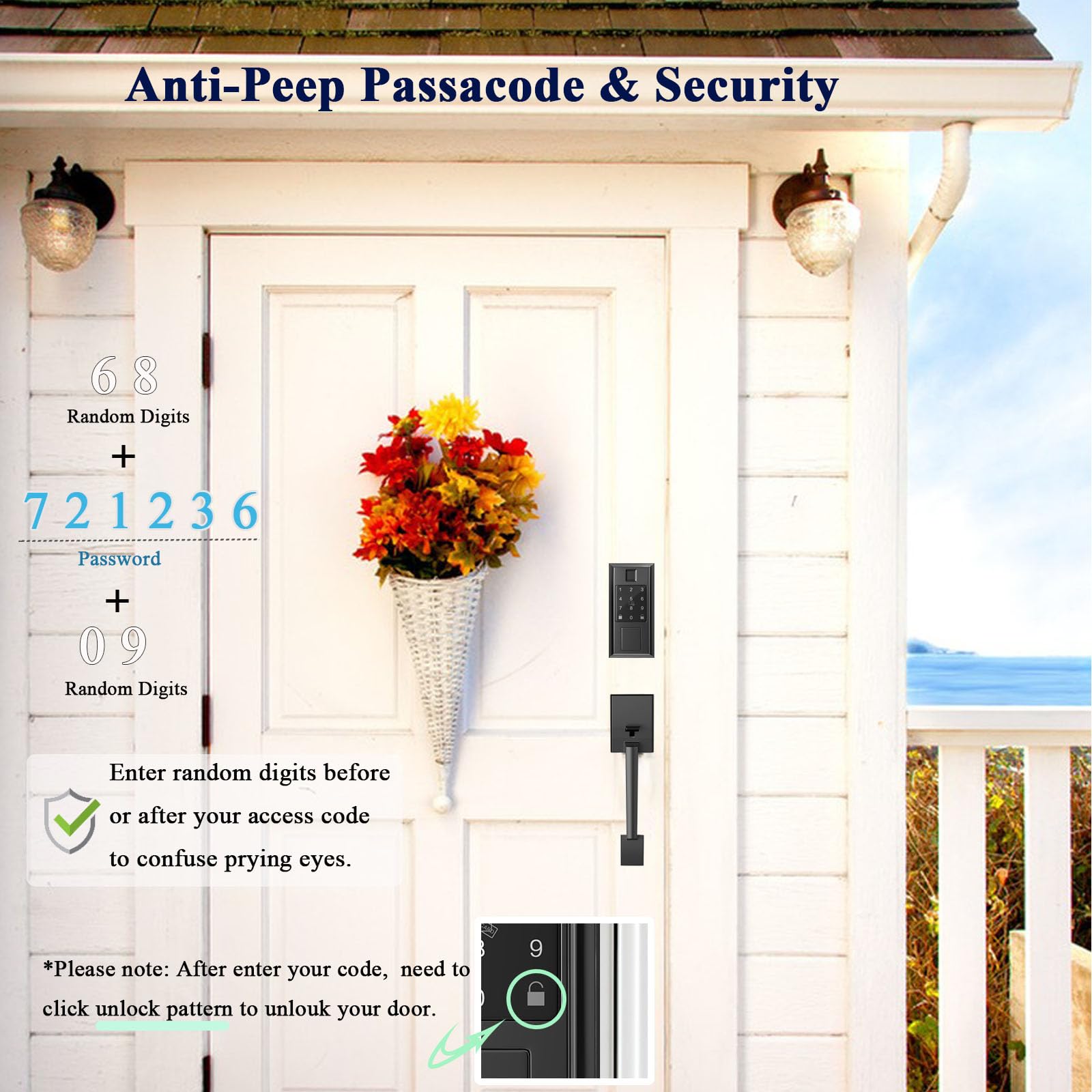 Smart Keyless Entry Door Lock with Fingerprint & App Control - Matte Black Front Door Handle Knob Set, Auto Lock Feature for Home Security | Perfect for Smart Homes, Vacation Rentals & Modern Apartments