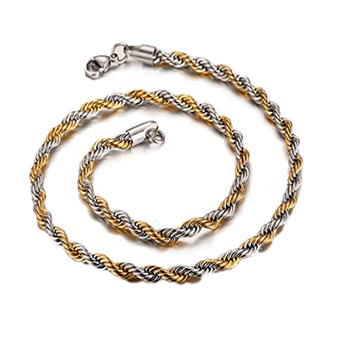 Premium Titanium Steel Men's Necklace - Gold Twist Chain Jewelry for Men | Durable & Hypoallergenic | Perfect for Casual Wear, Parties & Gifts