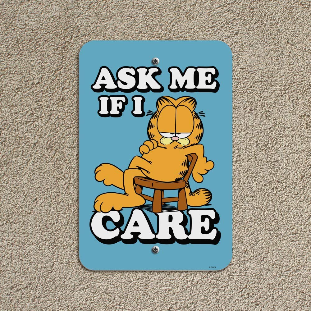 Garfield 'Ask Me If I Care' Funny Office Sign - Cute Cartoon Home & Business Decor - Perfect for Work Desks, Break Rooms, and Gift Giving