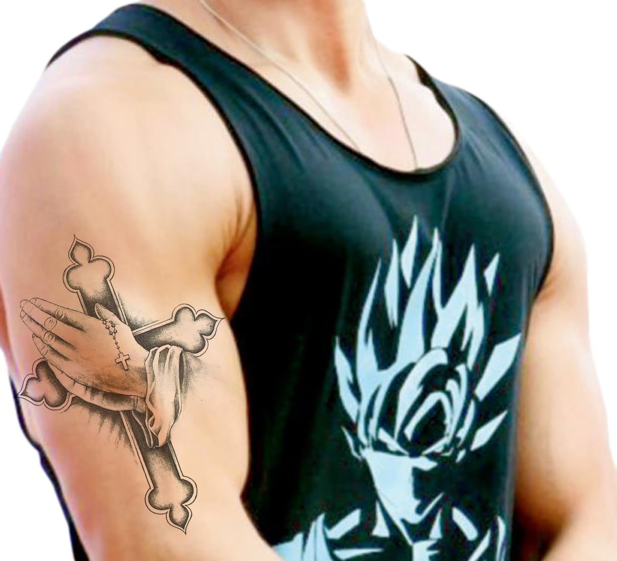 Waterproof Temporary Tattoo Stickers for Men & Women - 3D Realistic Flower, Butterfly, Star, Angel, Wolf Designs - Armband & Word Tattoos - 21x15cm (TH-501) - Perfect for Parties, Festivals & Costume Events