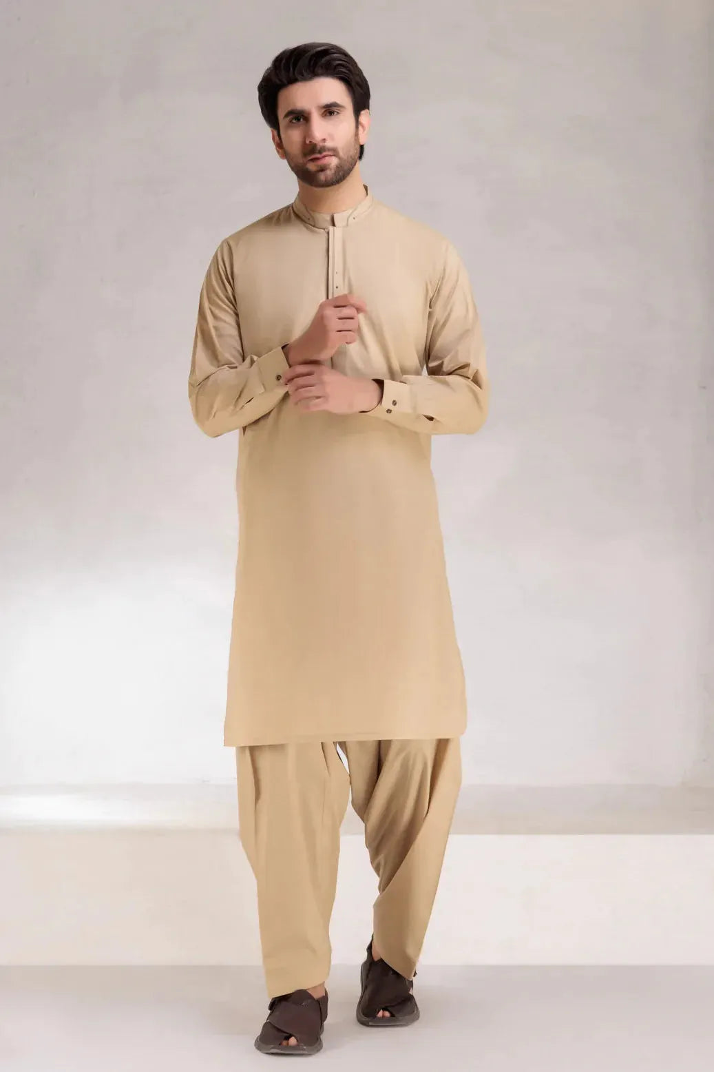 Premium Cotton Sepia Kurta Shalwar Set - Traditional Pakistani Outfit for Men - Perfect for Eid, Weddings & Festive Occasions