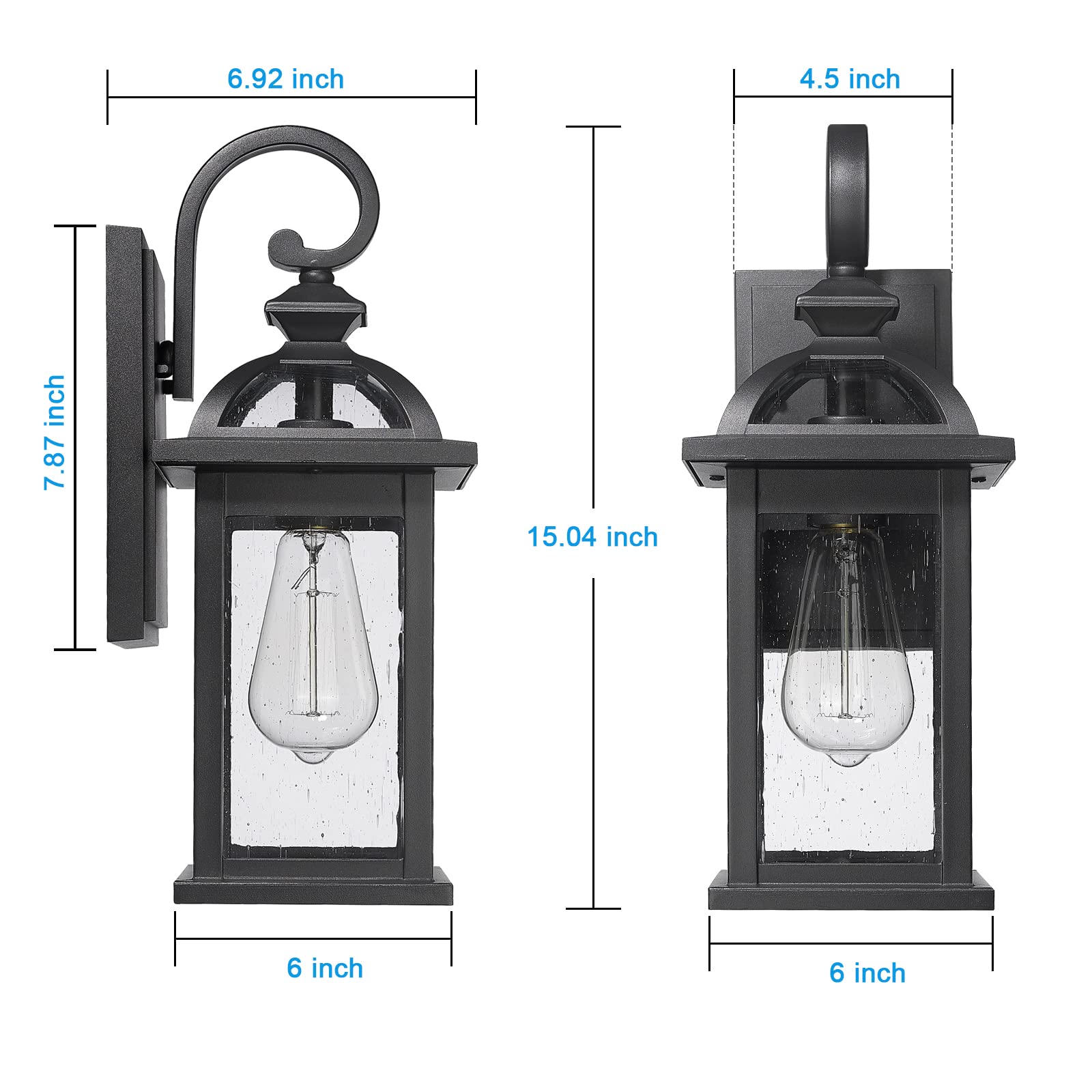 Darkaway Outdoor Wall Sconce Light Fixture - Waterproof Exterior Lighting with Seeded Glass for House, Front Porch, Patio, Garden & Pathway (1 Pack) - Perfect for Outdoor Entertaining & Home Security