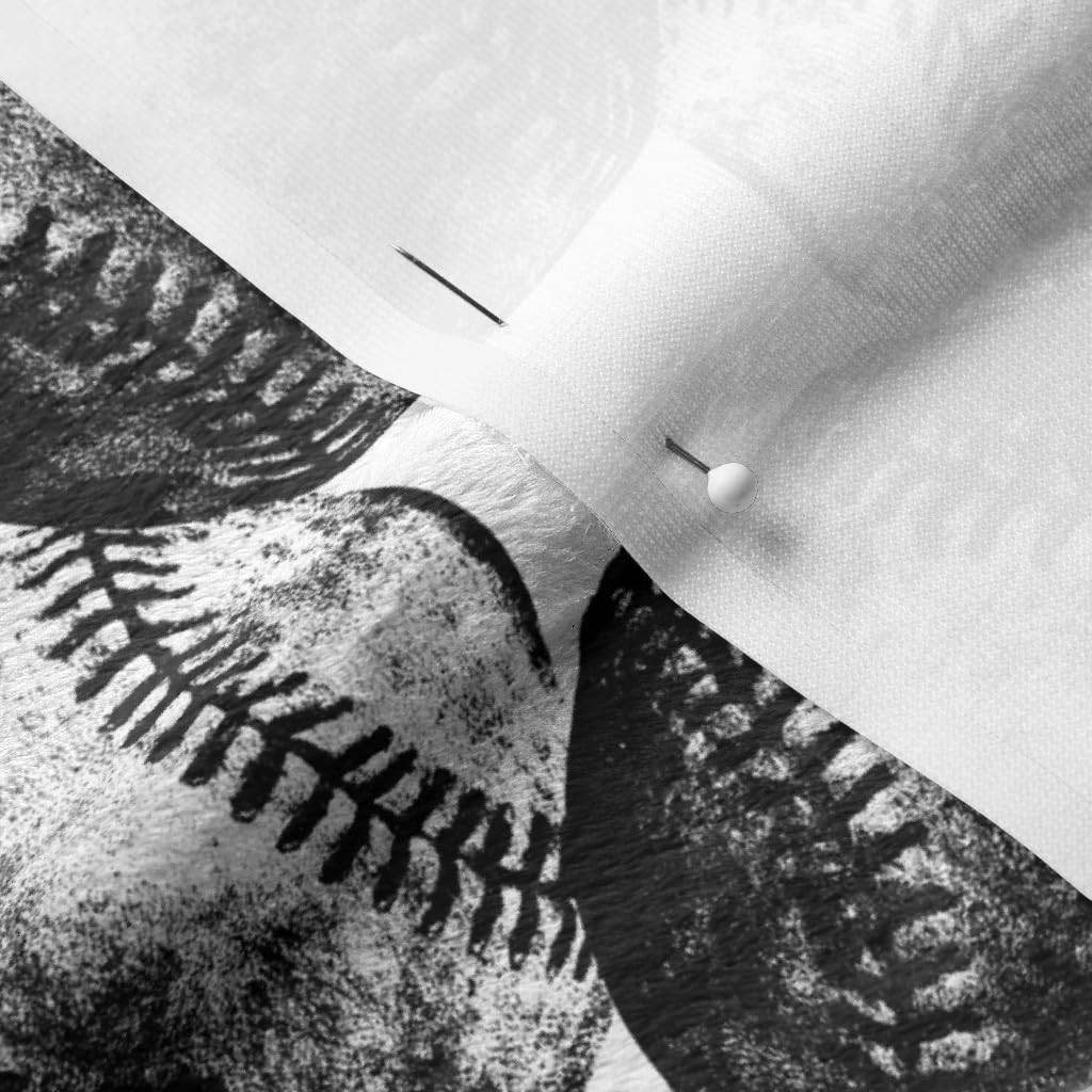 Vintage Baseball Print Minky Fabric - Black & White Sports Team Design Soft Plush Material for Sewing Baby Blankets, Quilt Backing & DIY Projects - Fat Quarter Cuddle Fabric for Cozy Home Decor & Crafts