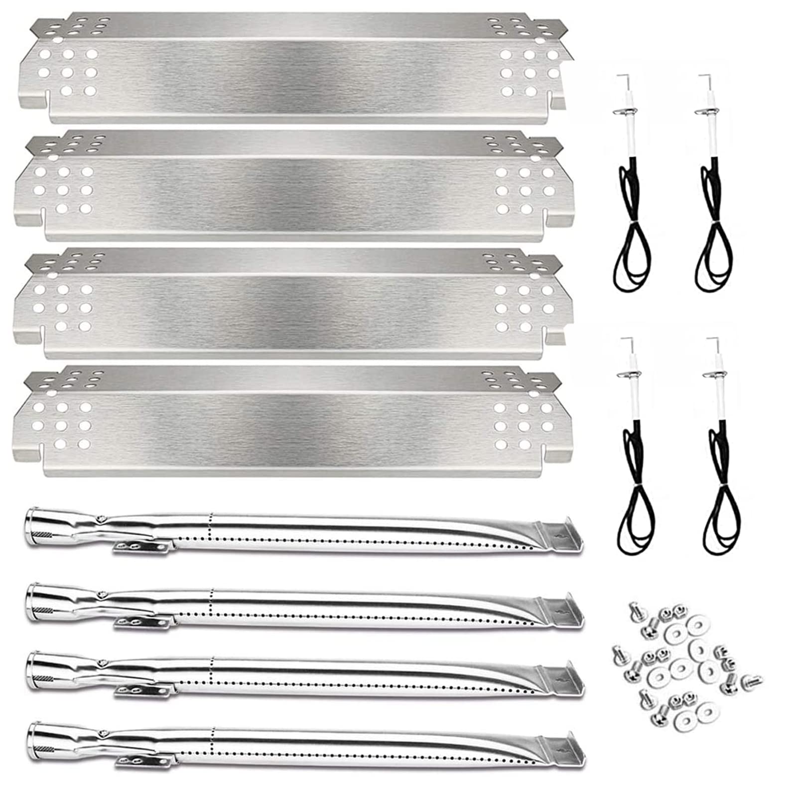 Utheer Replacement Burner Tubes & Heat Plates for Nexgrill 4-Burner Gas Grill Models 720-0830H, 720-0830D, 720-0783E, 720-0830A - Compatible with Home Depot Grills - Includes 4 Burners, 4 Heat Shields & 4 Igniters - Perfect for Outdoor BBQ & Backyard Cooking