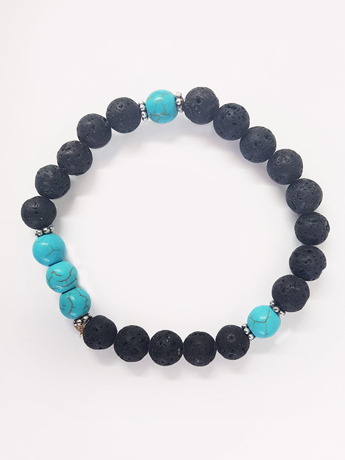 Authentic Lava Stone & Turquoise Mala Bead Bracelet for Yoga, Meditation & Spiritual Healing | Handmade Buddhist Prayer Beads for Women & Men | Perfect for Yoga Studio, Mindfulness Practice & Gift Giving