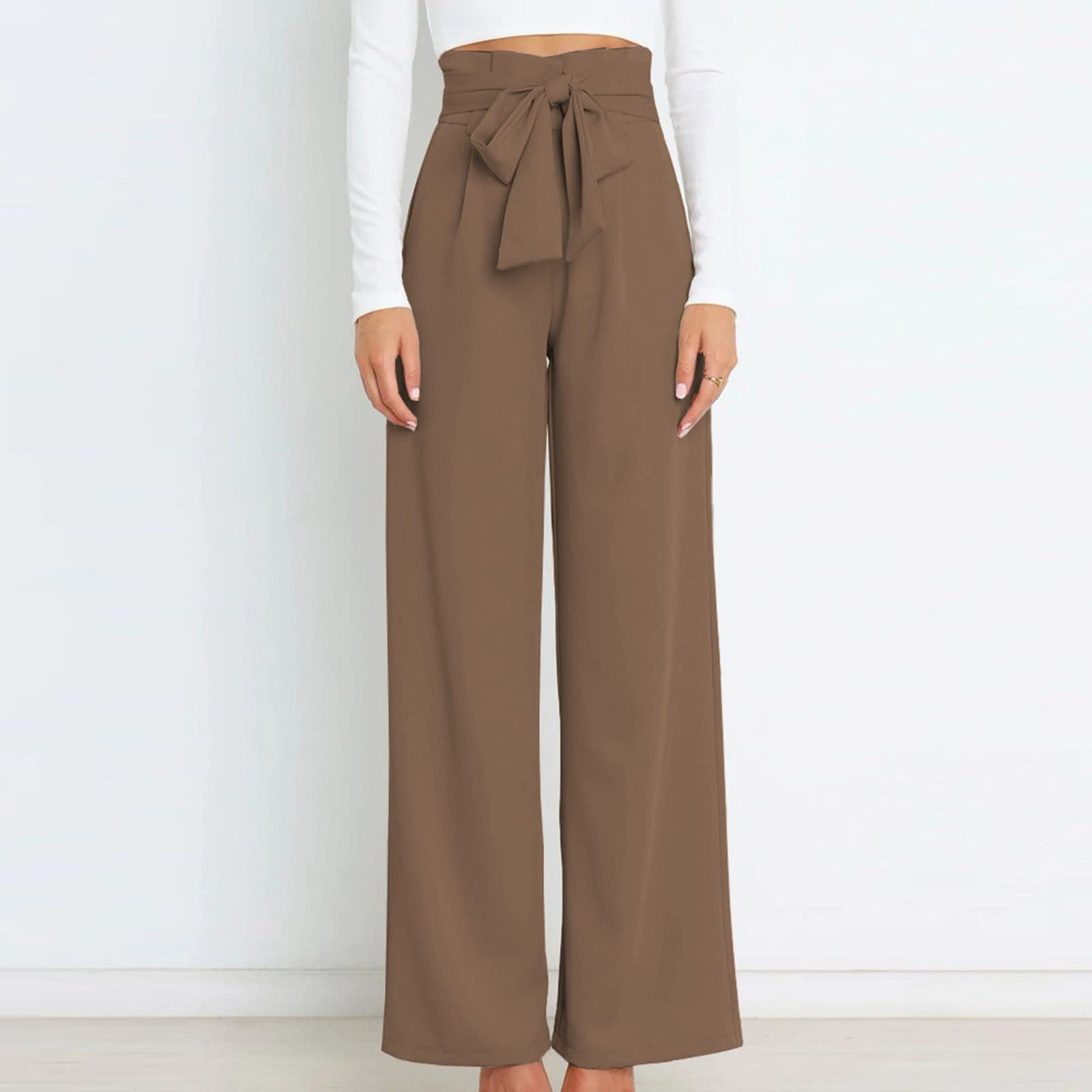 Qeaghou Women's High Waisted Wide Leg Palazzo Pants - 2024 Business Casual Work Slacks & Tailored Dress Pants for Office, Professional Meetings & Smart Casual Outfits
