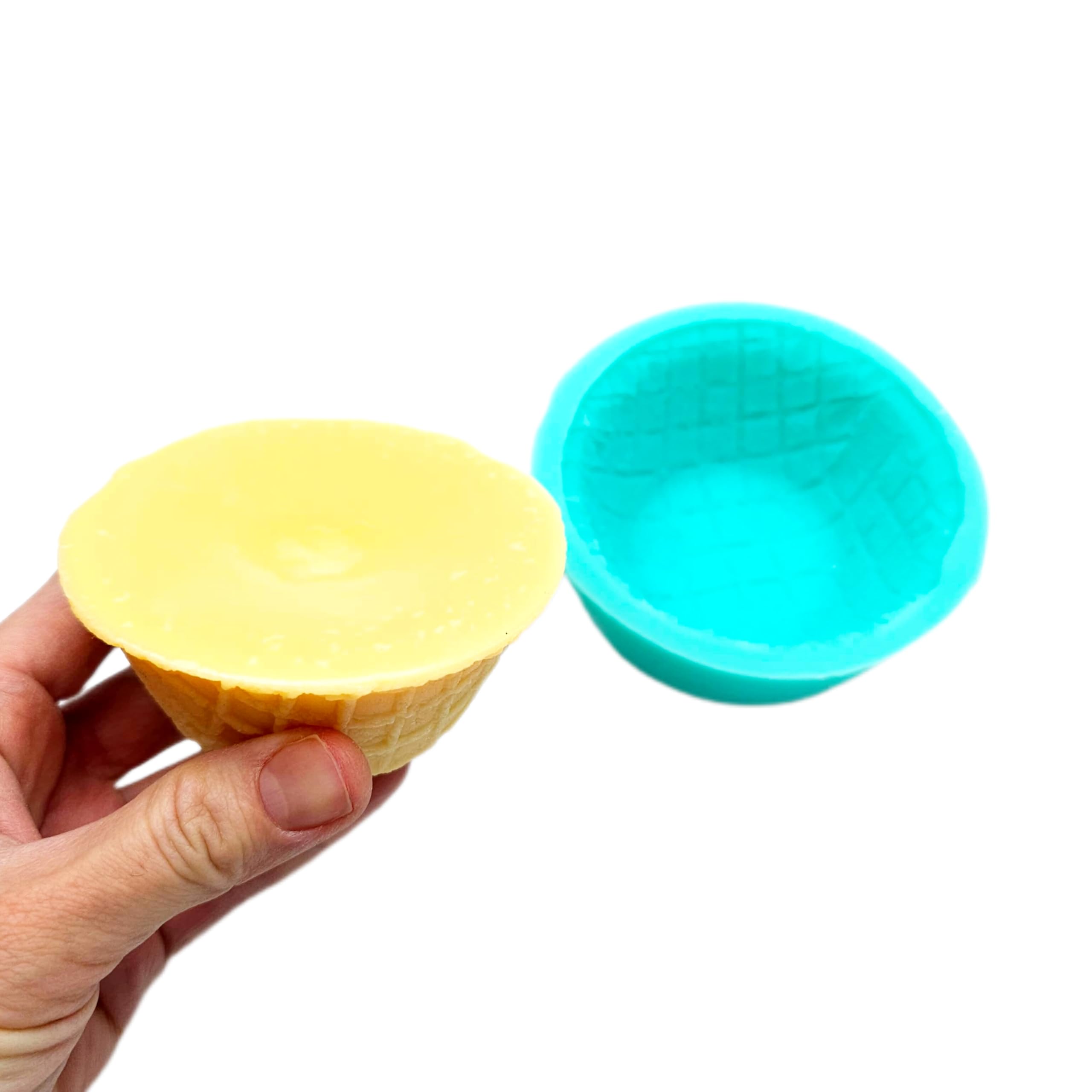 Waffle Bowl Cone Mold - Silicone Ice Cream Cone & Cookie Maker for Baking, Soap, Candle, Wax & Resin Crafts | Perfect for DIY Desserts, Party Treats & Handmade Gifts