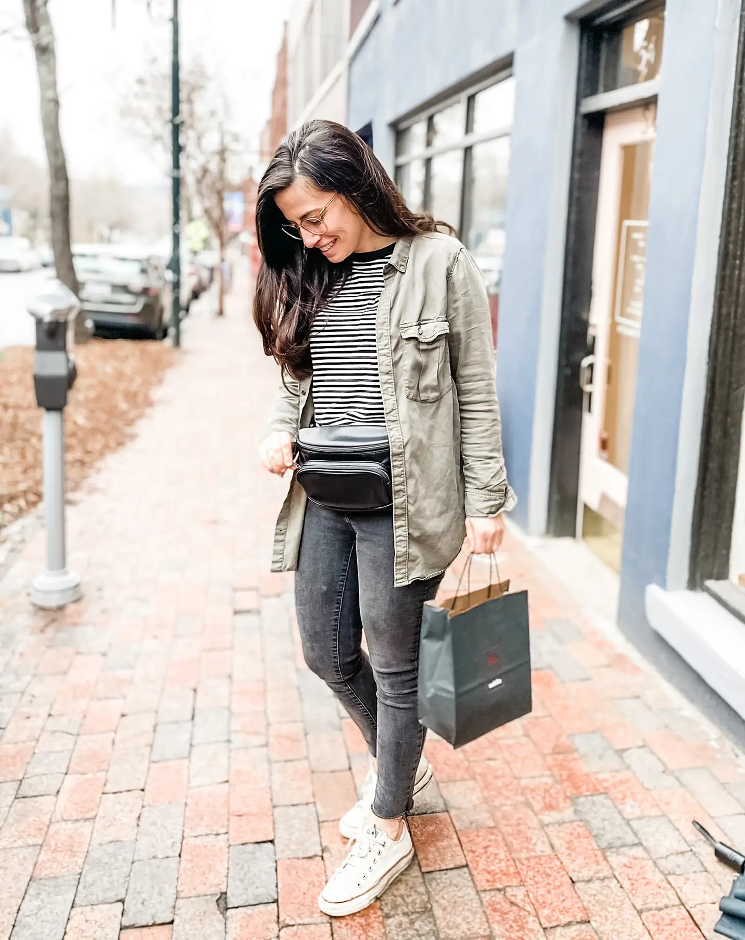 Kibou Vegan Leather Diaper Belt Bag - Black | Hands-Free Diaper Changing for Parents on the Go | Perfect for Travel, Walks, and Outdoor Adventures