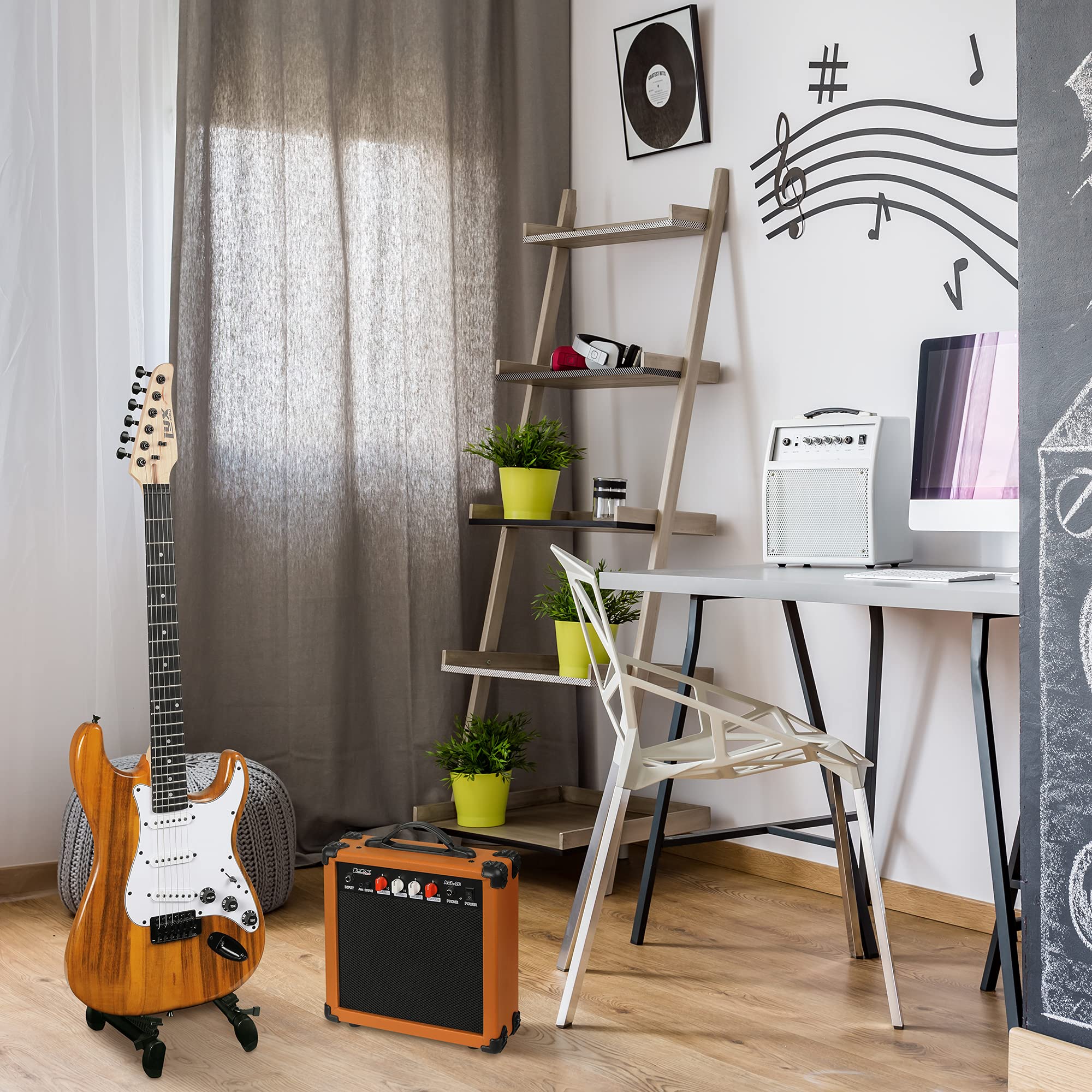 LyxPro 39 Inch Full Size Electric Guitar Starter Kit with 20W Amplifier - Mahogany Body, Digital Clip-On Tuner, 6 Strings, 2 Picks, Tremolo Bar, Shoulder Strap & Case Bag - Perfect for Beginners, Practice, Live Performances & Home Recording