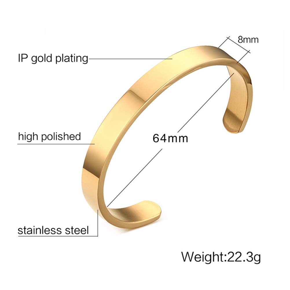 Stylish Men's Gold-Tone Stainless Steel Cuff Bracelet - 2.5