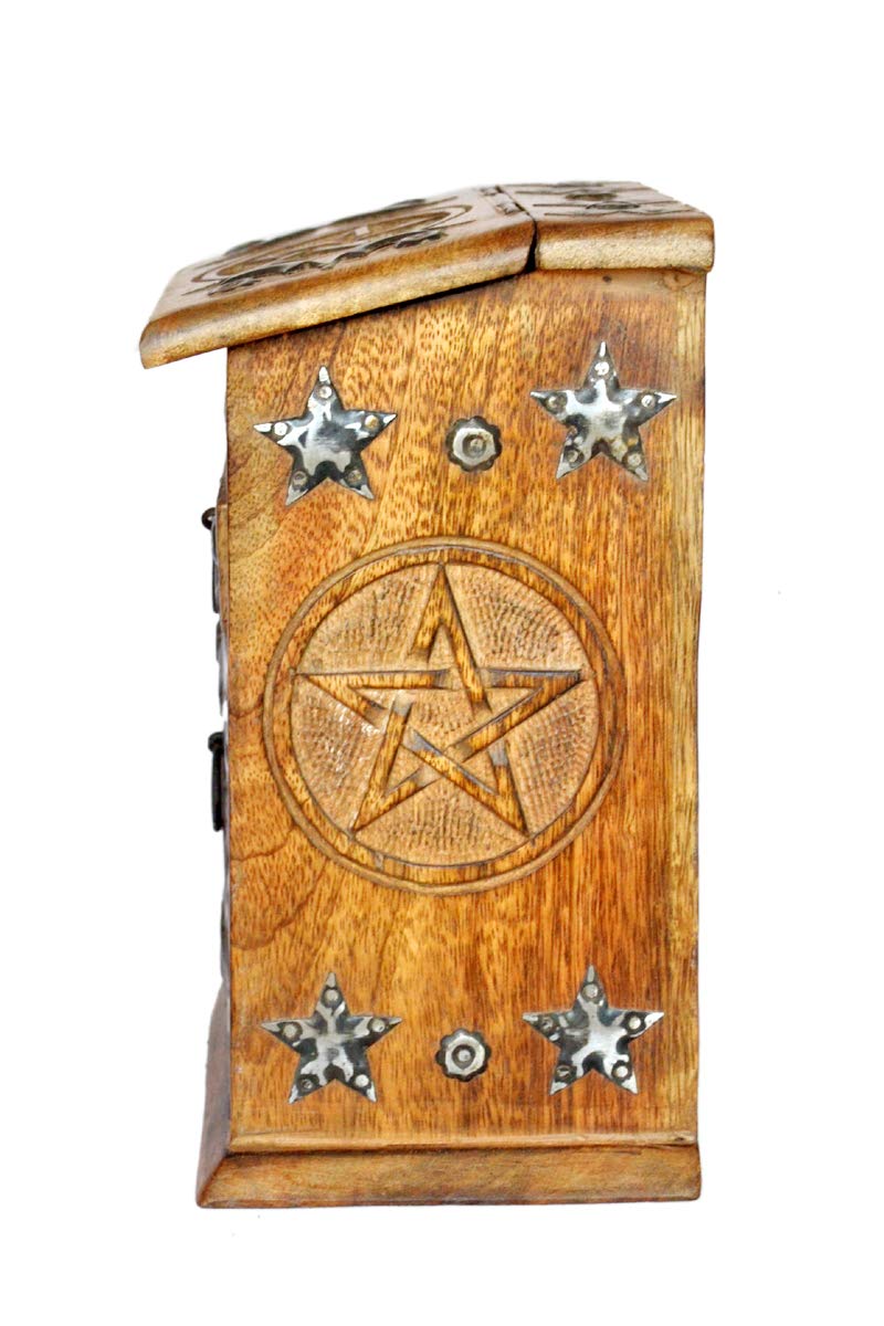ETROVES Handcrafted Wooden Jewelry Box for Women - Rustic Jewelry Organizer with Decorative Iron Accents, 3-Compartment Keepsake Box for Earrings, Rings & Bracelets - Perfect for Bedroom Vanity, Travel & Gift Giving (Brown)