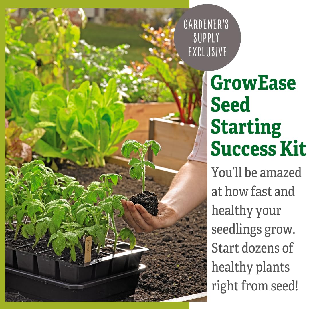 Gardener's Supply Company GrowEase Self-Watering Seed Starting Kit - 12-Cell Seedling Tray with Capillary Mat, Water Reservoir & Clear Germination Dome | Indoor Greenhouse Gardening Supplies for Herbs, Vegetables & Flowers | Perfect for Home Gardeners & Beginners