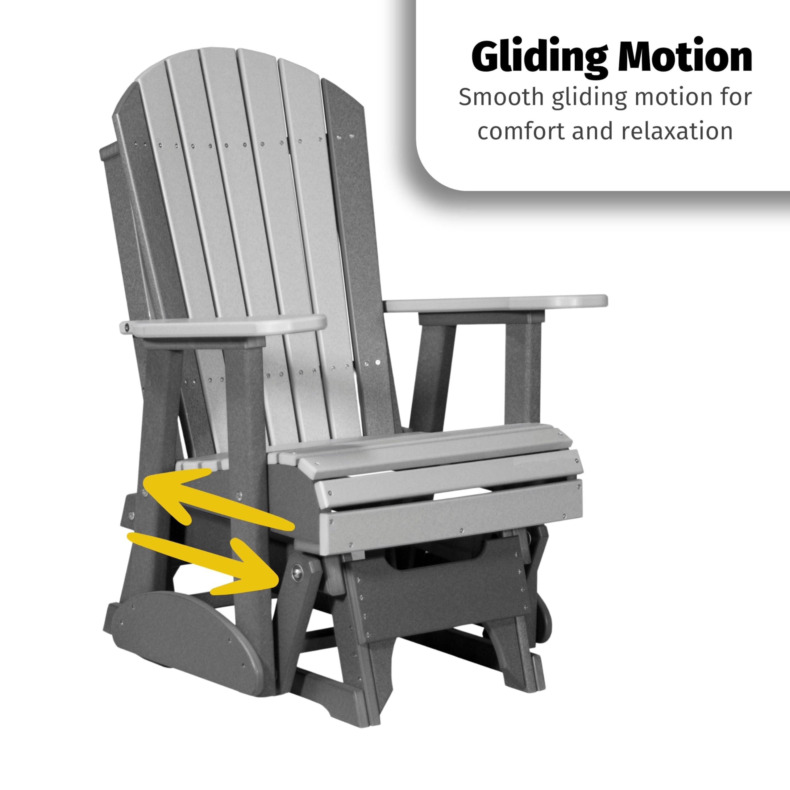 LuxCraft 2' Adirondack Glider Chair - Outdoor Patio Rocking Glider with Smooth Motion - Weather-Resistant Antique Mahogany & Black Finish - Perfect for Backyard, Garden, Deck or Poolside Relaxation