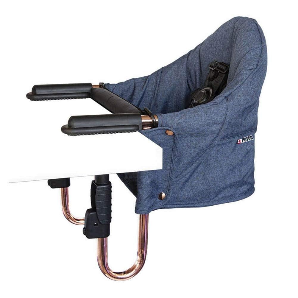 Guzzie+Guss Portable Clip-On High Chair for Babies - Foldable & Easy Setup Travel Highchair for Home, Restaurants, Picnics - Machine Washable Fabric - Copper Blue - Perfect for Dining Out & Family Trips