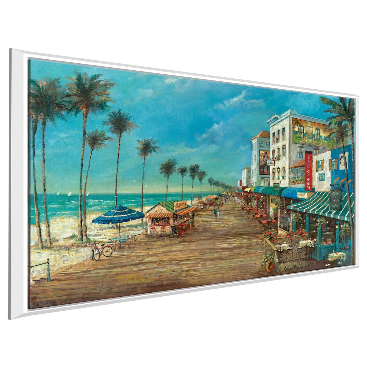 A Day On The Boardwalk by Ruane Manning - Premium Floating Canvas Wall Art - Perfect for Living Room, Bedroom & Office Decor