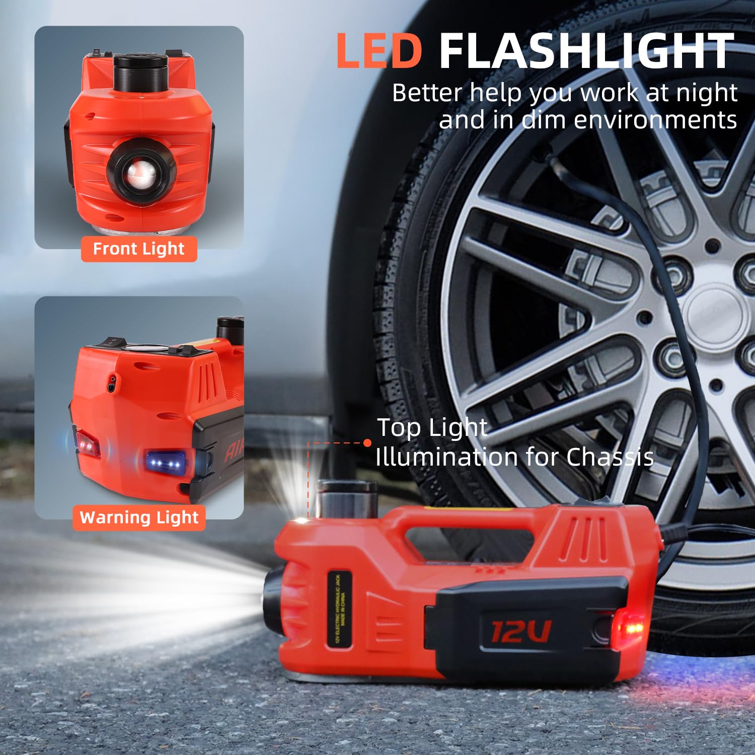 5 Ton 12V Electric Car Jack with Built-in Air Pump - Heavy Duty Hydraulic Floor Jack for SUV, Truck & Vehicle Tire Change - Perfect for Emergency Roadside Repairs & Garage Maintenance