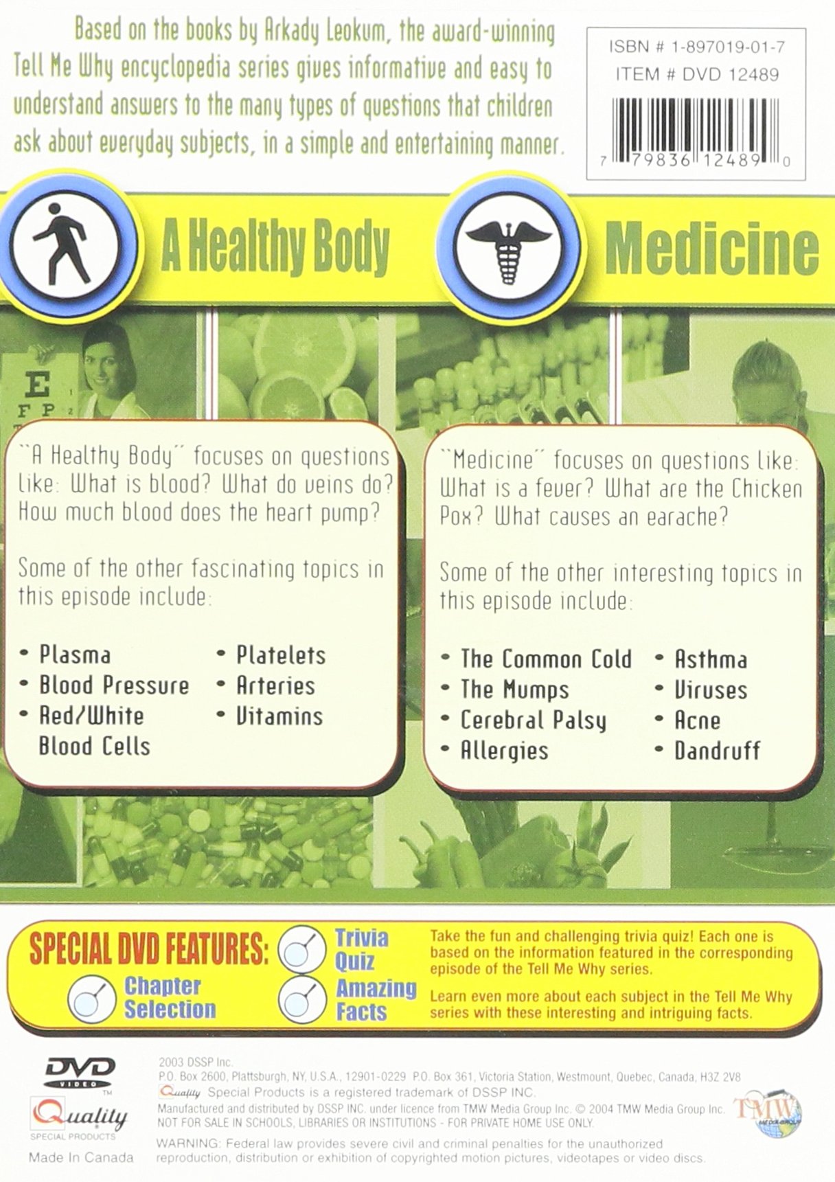 Kids Educational DVD Encyclopedia - Healthy Body & Medicine Guide for Children | Fun Learning at Home & School