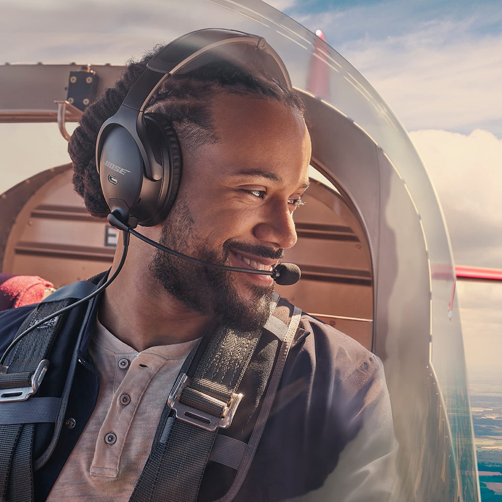 Bose A30 Aviation Headset with Bluetooth - Lightweight Comfortable Design, Adjustable ANR & Noise Cancelling (XLR 5-Pin) - Black - Perfect for Pilots & Aviation Enthusiasts