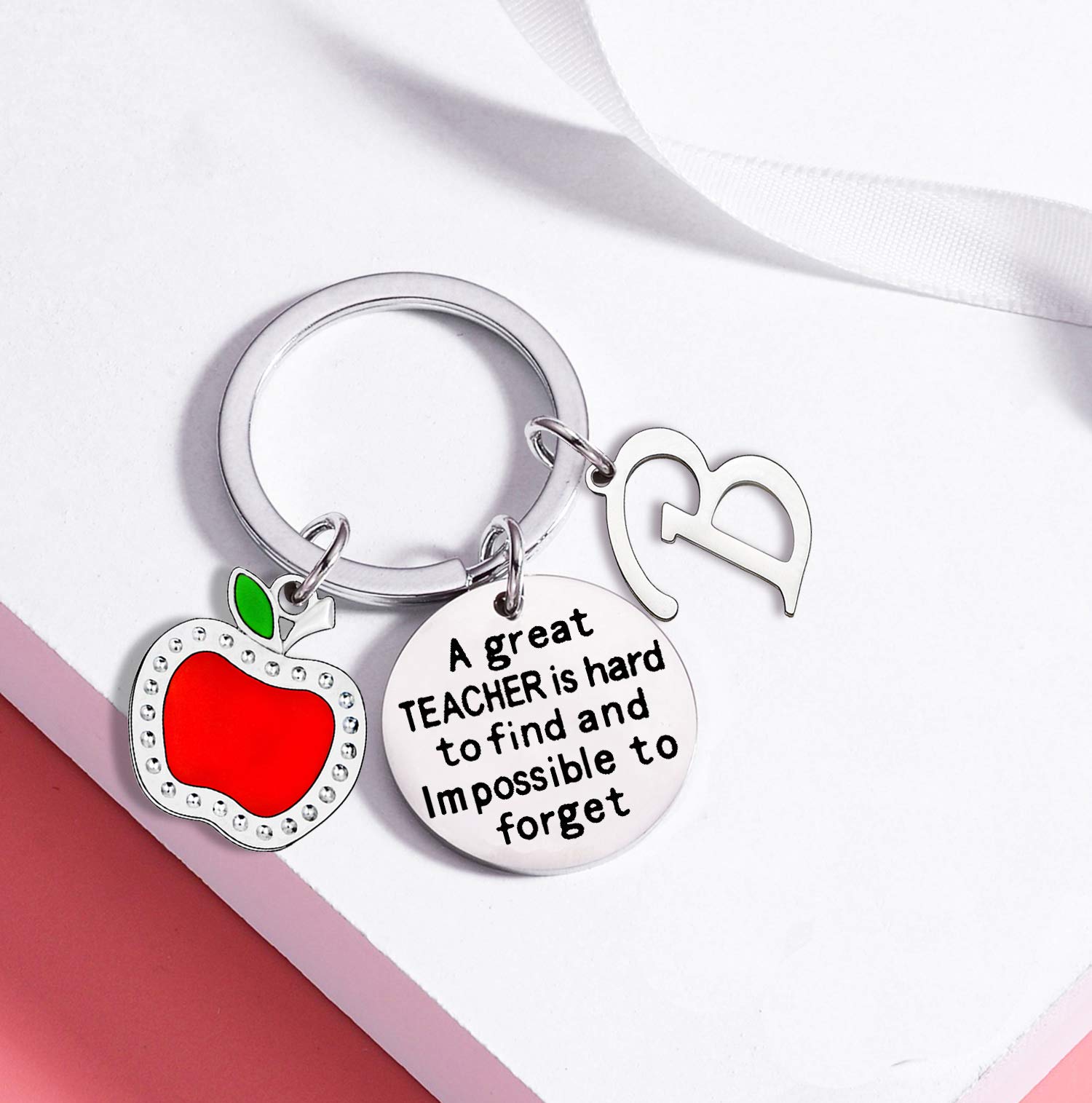 Personalized Initial Keychain for Teachers - Custom Thank You Gift for Women Educators - Perfect for Teacher Appreciation Week, End of Year Gifts & Retirement Presents