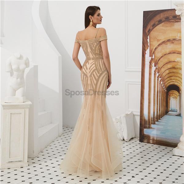 Elegant Off Shoulder Gold Beaded Mermaid Prom Dress for Evening Party & Formal Events - Perfect for Homecoming, Prom Night, and Special Occasions