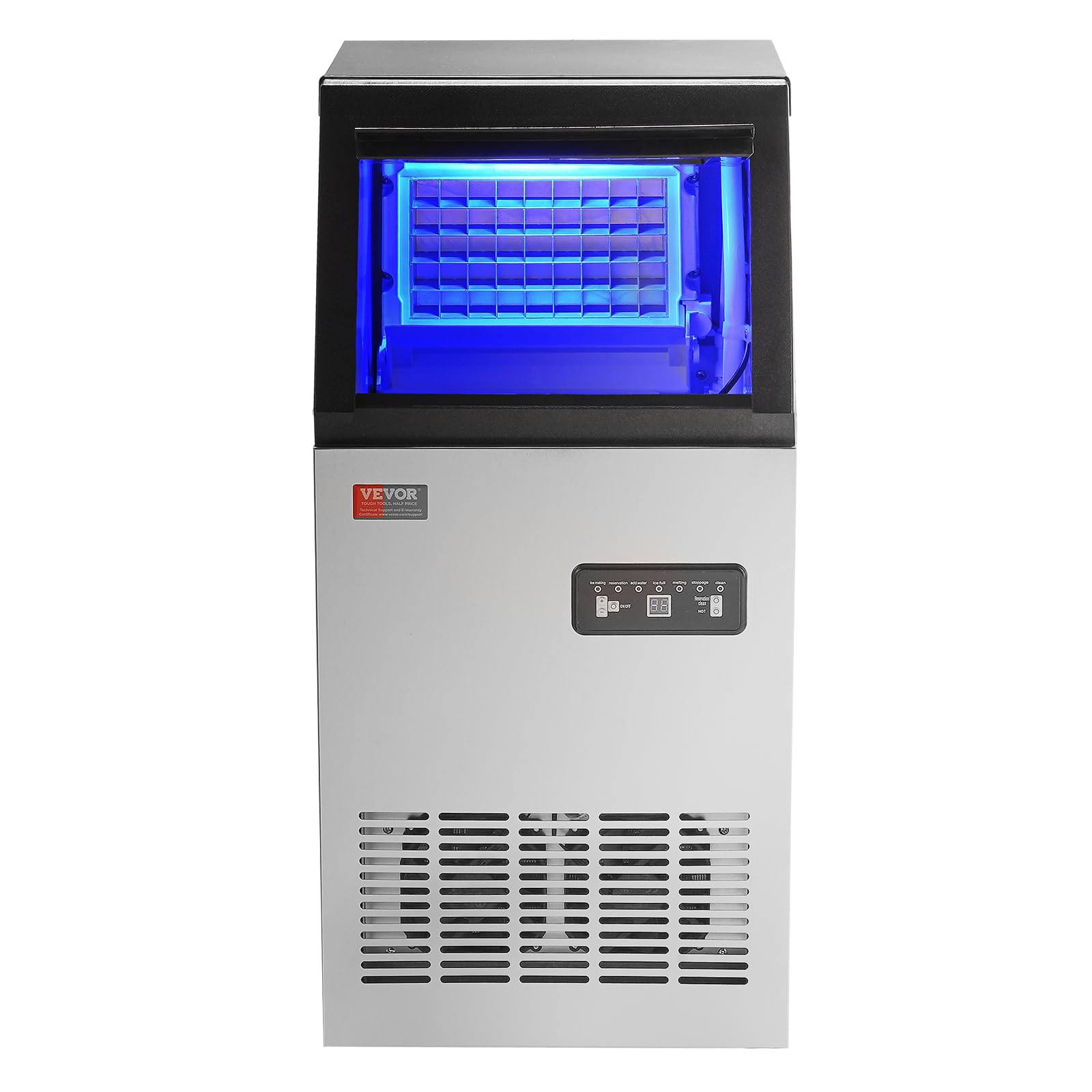VEVOR Commercial Ice Maker Machine 100LBS/24H with 28LBS Storage - Fast 40 Ice Cubes in 12-15 Mins - Perfect for Bars, Restaurants, Home & Office Use - Countertop Ice Machine for Cocktails, Beverages & Food Display