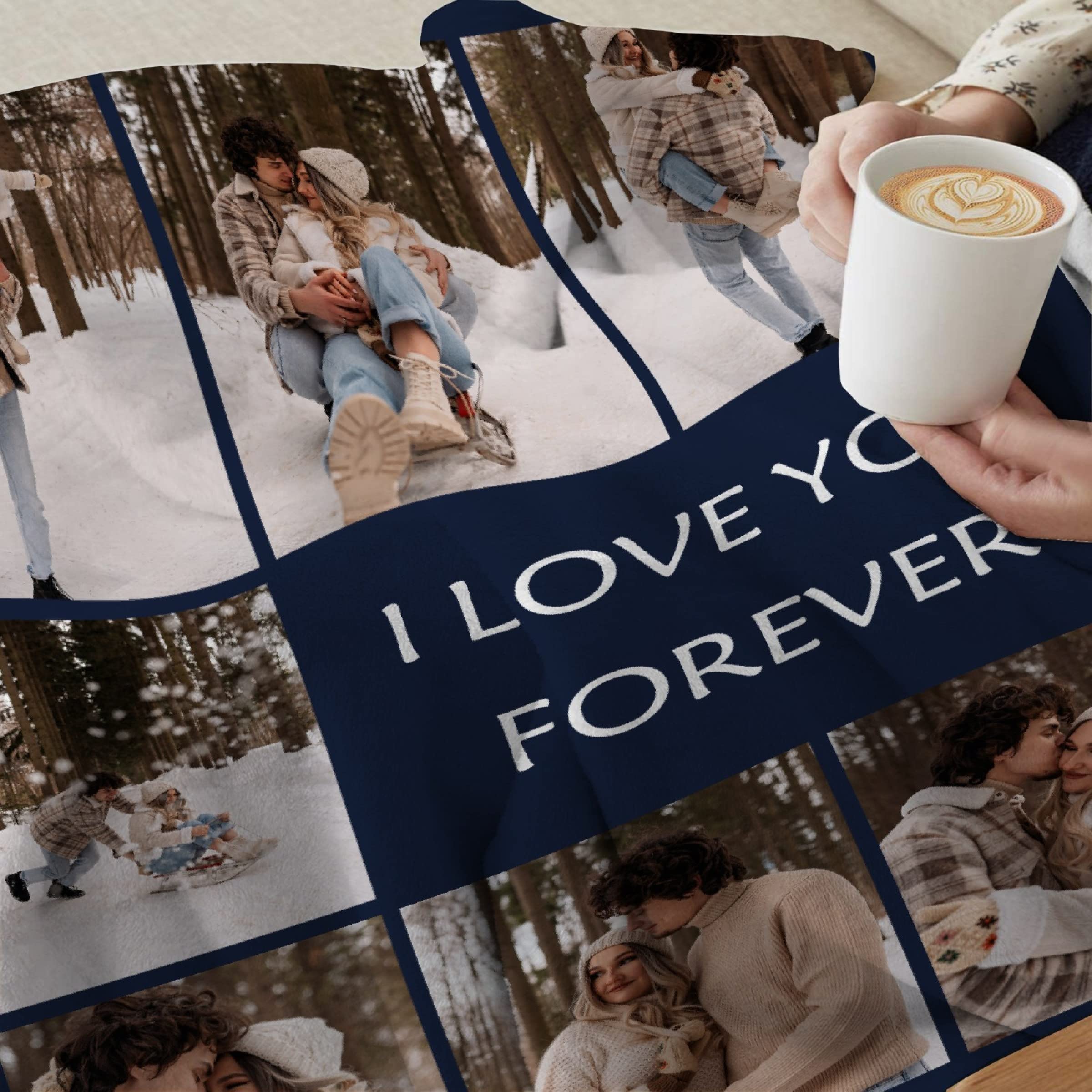 Personalized Fleece Blanket with Name & Photo - Custom Valentine's Gift for Couples, Kids & Family - 120