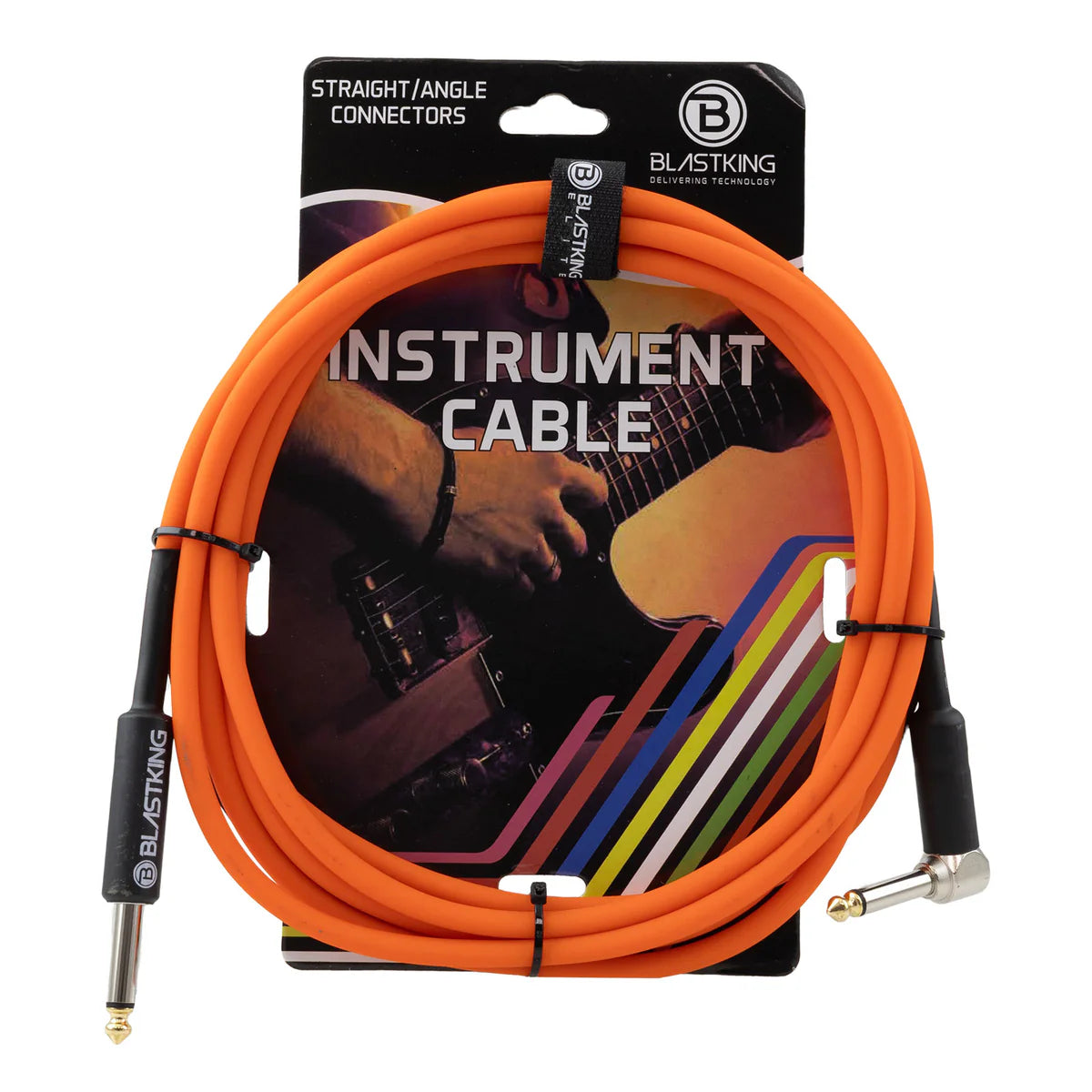 Blastking CGTR 10 Ft Professional Instrument Cable with Straight/Angle Connectors - Perfect for Guitar, Bass & Audio Equipment - Studio & Live Performance Use
