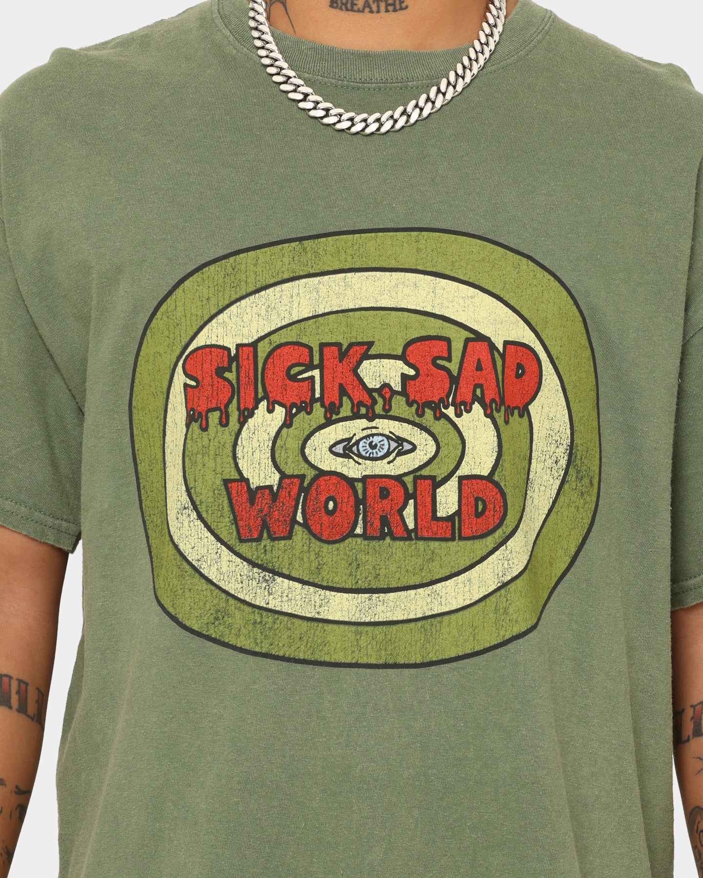 American Thrift X Daria Sick Sad World Graphic T-Shirt - Vintage Military Style Tee for Casual Wear & 90s Nostalgia Fashion