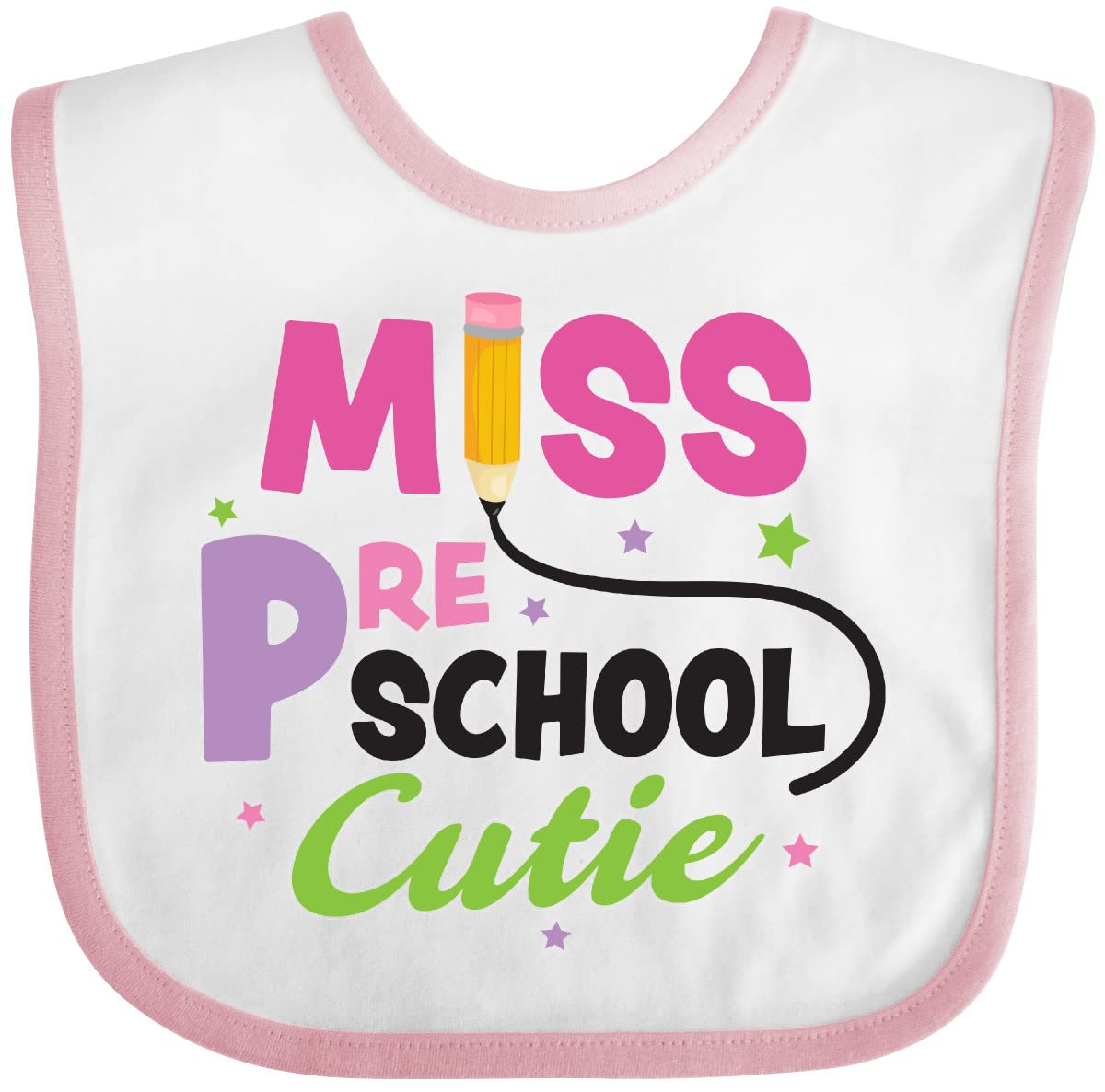 Inktastic Preschool Baby Bib with Pencil & Stars - Perfect for Toddler Mealtime