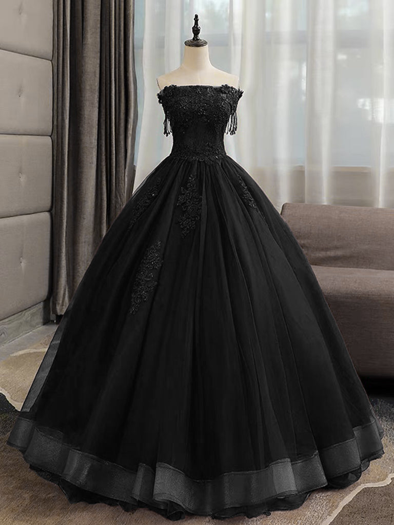 Elegant A-Line Tulle Lace Dark Blue Long Prom Dress for Sweet 16, Homecoming & Formal Events - Plus Size Options Available