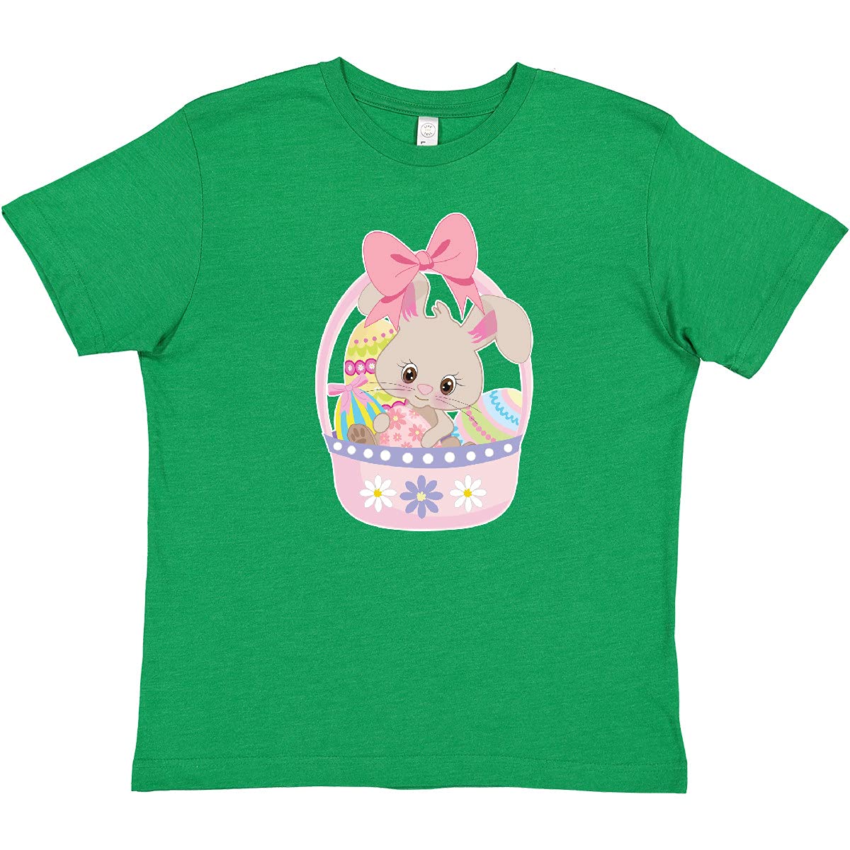 Easter Bunny in Basket with Eggs Youth T-Shirt - Cute Easter Graphic Tee for Kids - Perfect for Easter Celebrations, Egg Hunts & Spring Outfits
