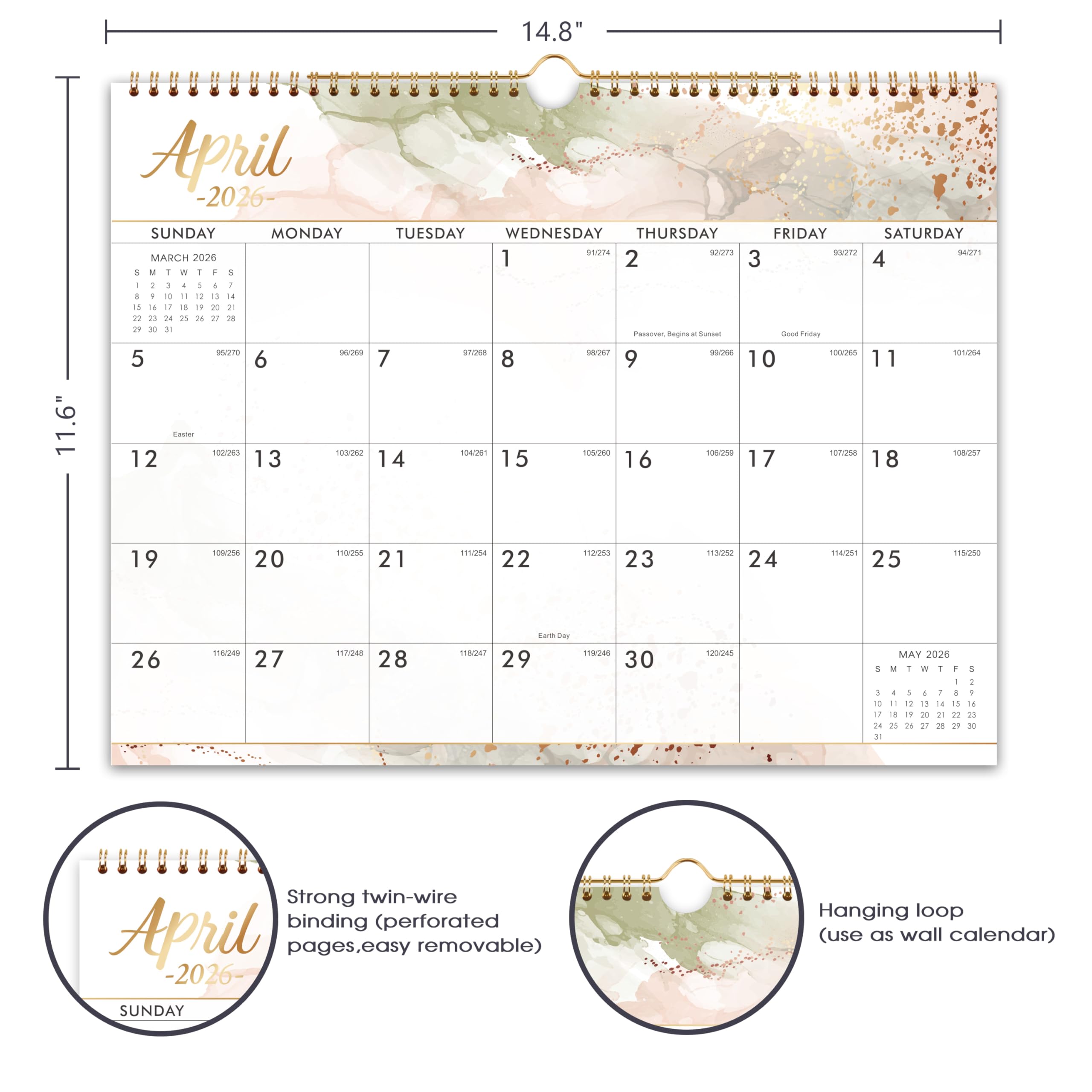 Lemome 2025-2026 Wall Calendar | 18-Month Large Planner (Jan 2025 - Jun 2026) | 14.8 x 11.4 Inches with Julian Dates | Perfect for Office, Home & School Organization