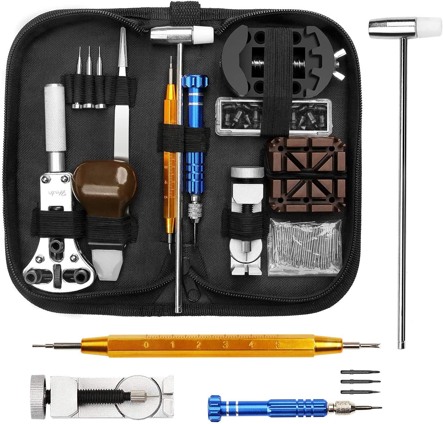 Professional Watch Repair Kit - Watch Link Removal Tool, Back Case Opener & Spring Bar Tool Set for DIY Watch Band Adjustments, Battery Replacement & Maintenance | Perfect for Watch Enthusiasts & Jewelers