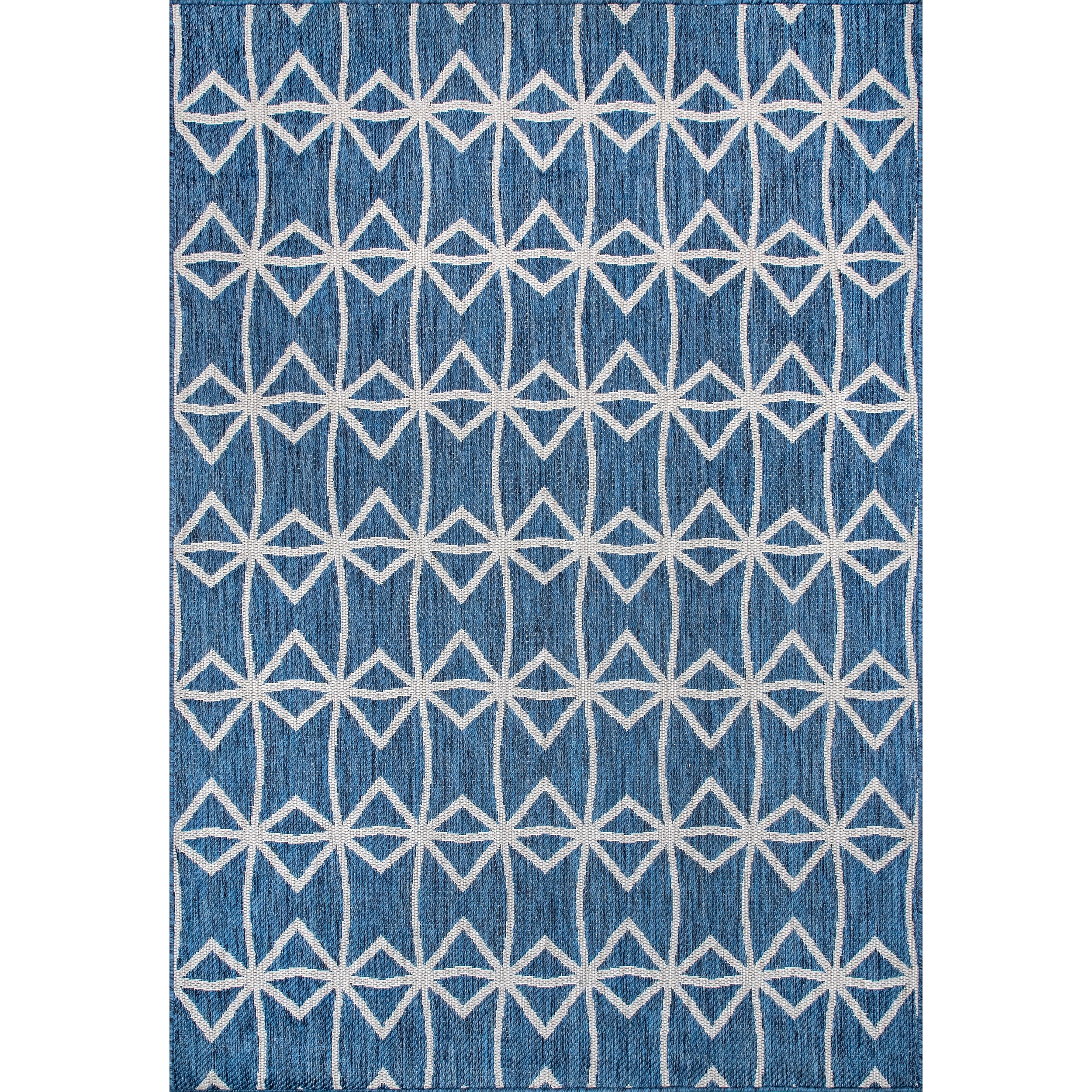 nuLOOM 4' x 6' Outdoor Performance Area Rug - Stain & Weather Resistant, High Traffic Patio & Balcony Rug in Saunders Blue | Perfect for Outdoor Living Spaces, Decks & Poolside Areas